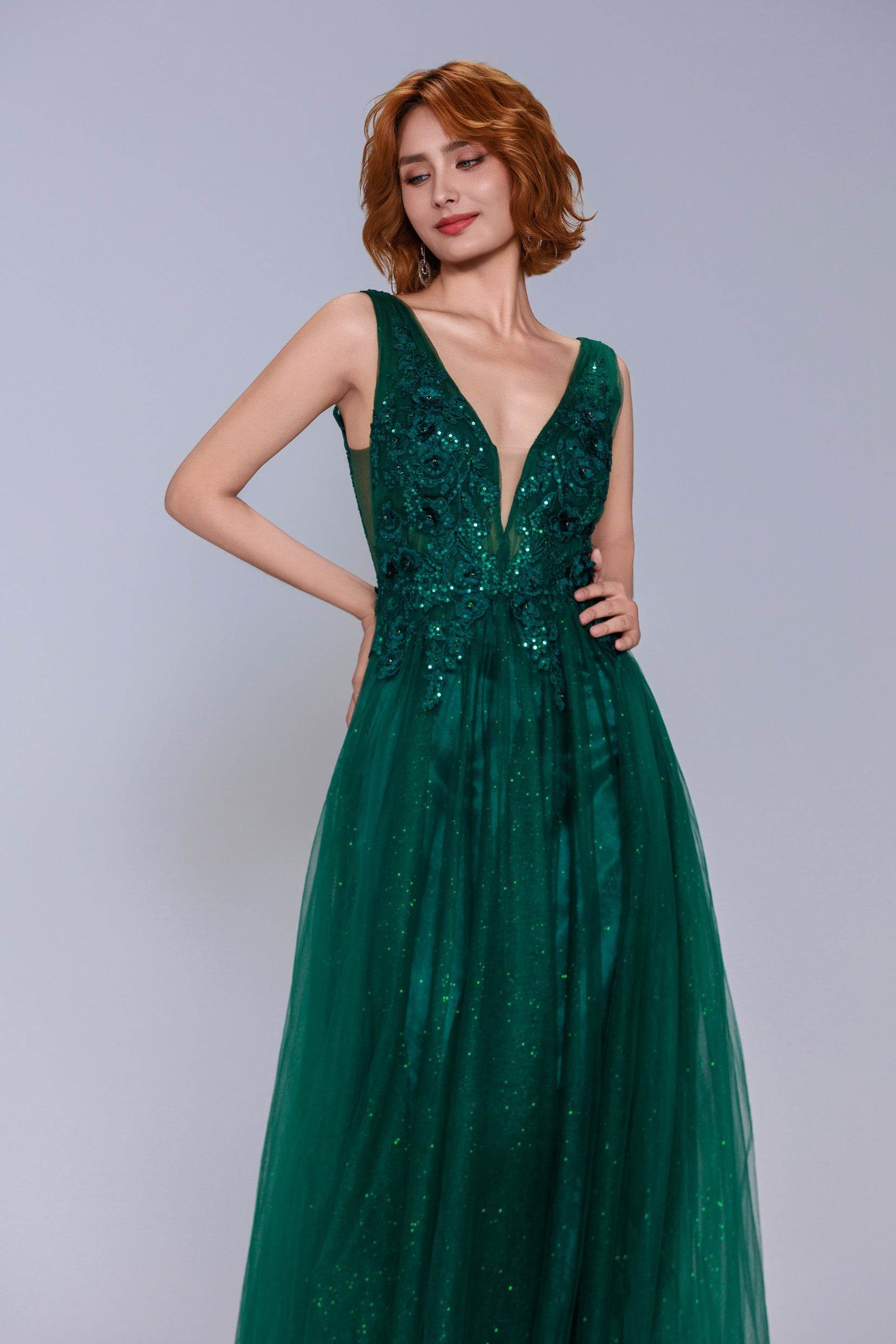 A-Line Maxi Tulle Prom Dress CS1062