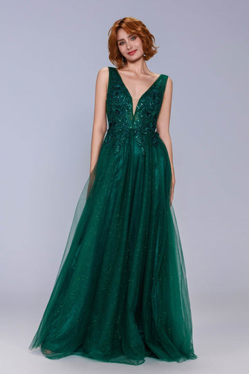A-Line Maxi Tulle Prom Dress CS1062