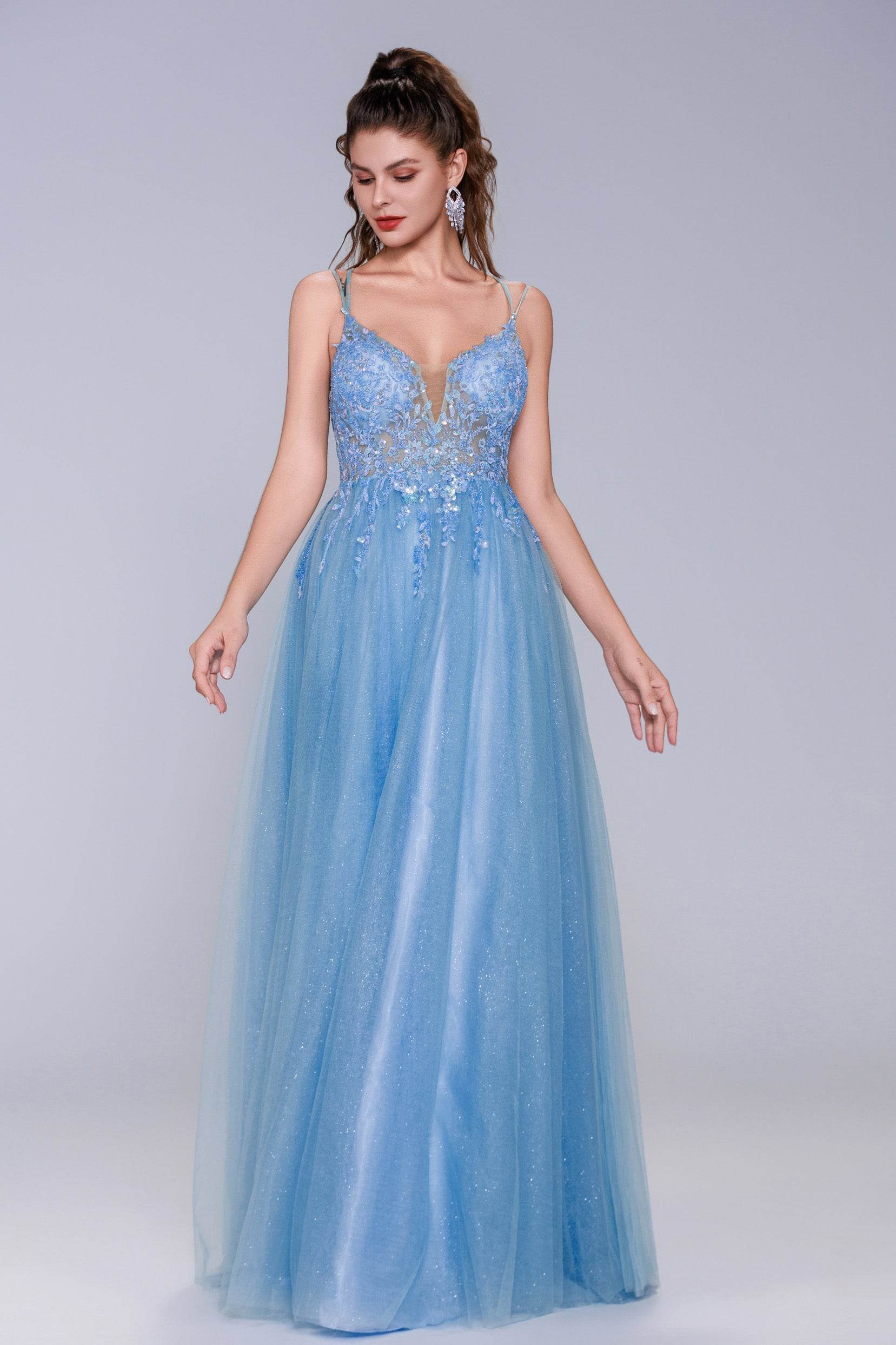 A-Line Maxi Tulle Prom Dress CS1070