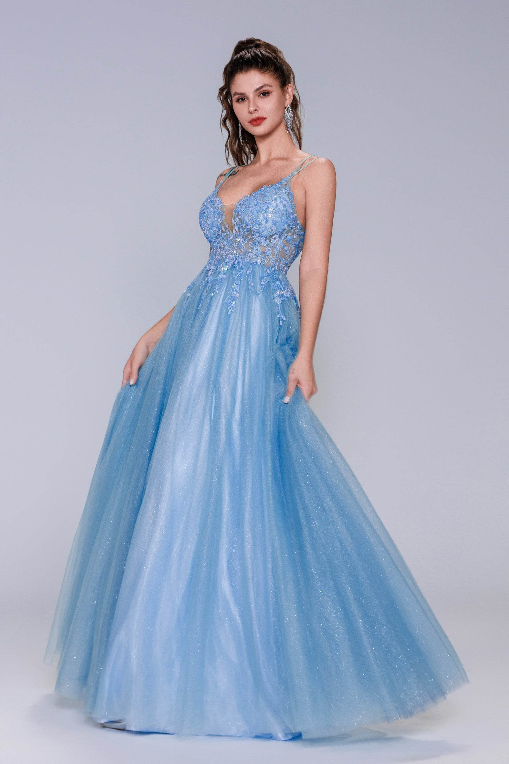 A-Line Maxi Tulle Prom Dress CS1070