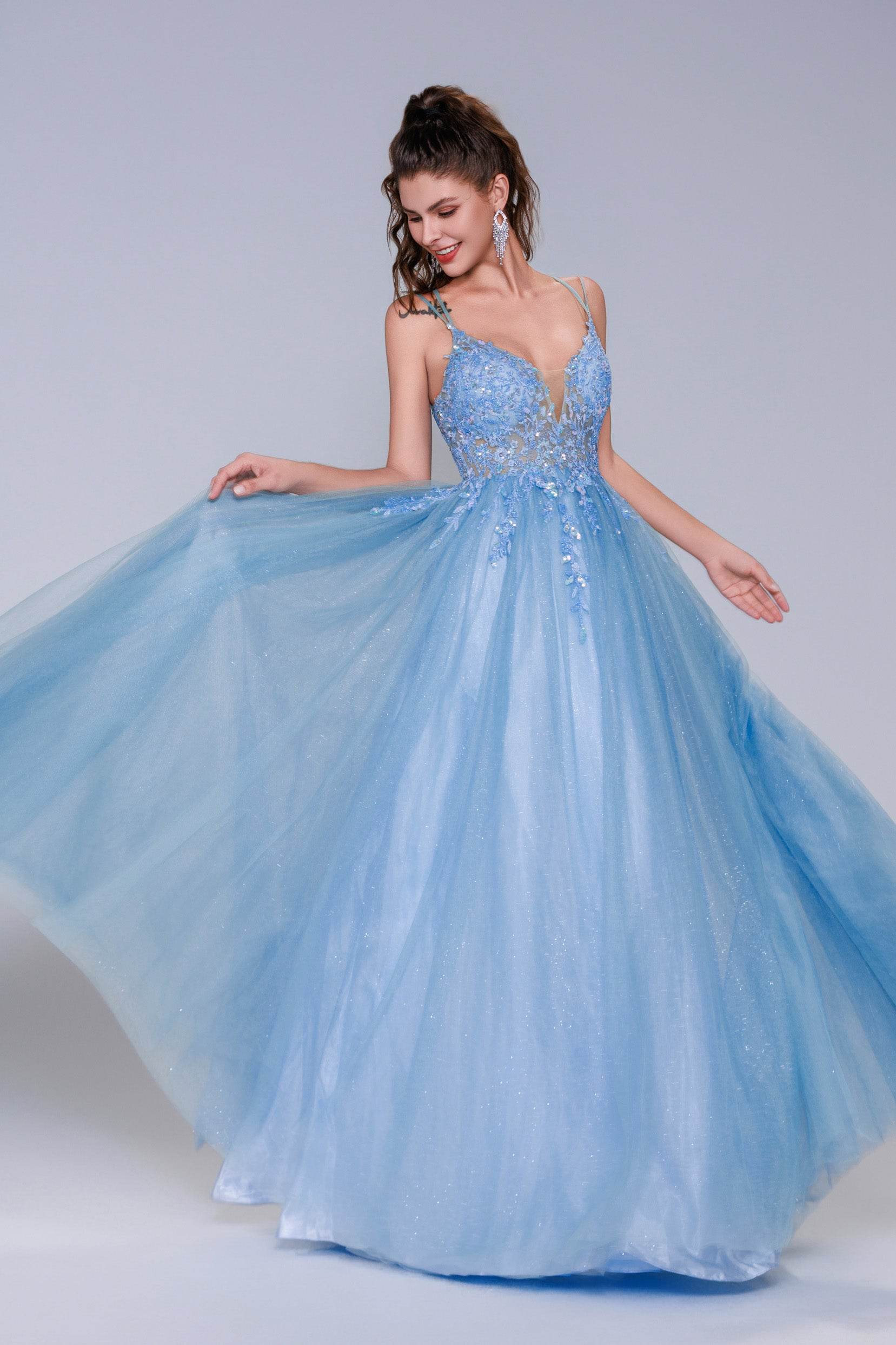 A-Line Maxi Tulle Prom Dress CS1070