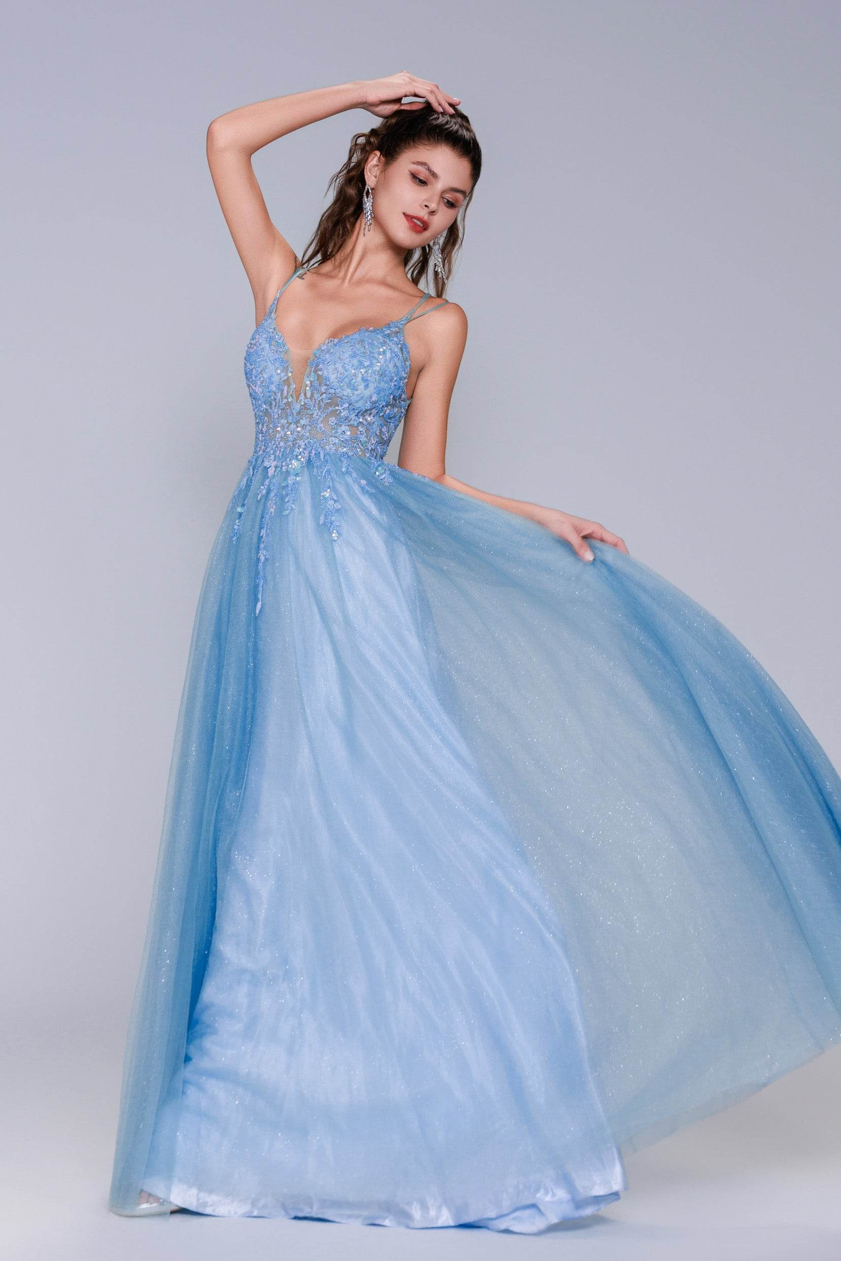 A-Line Maxi Tulle Prom Dress CS1070