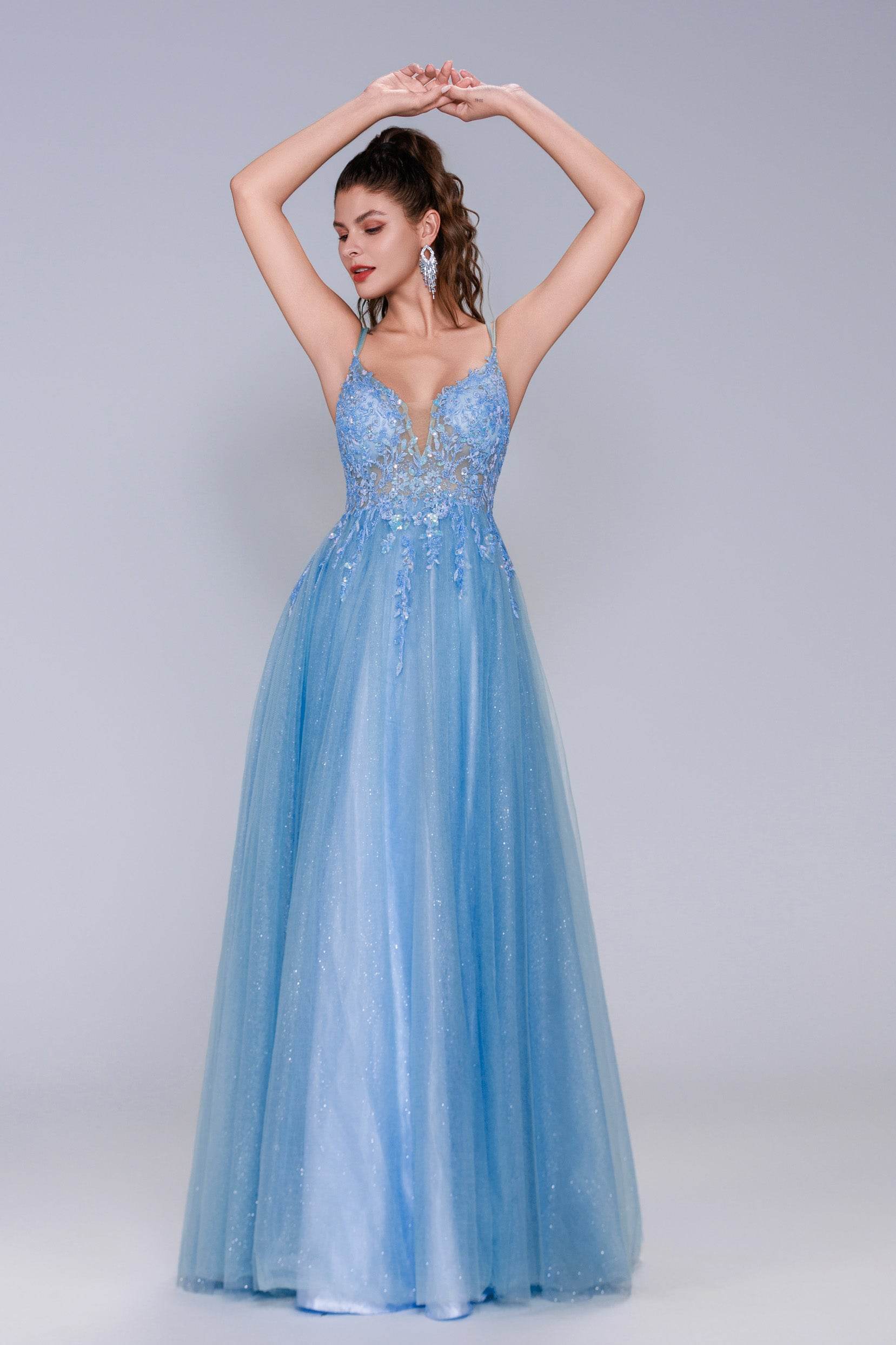 A-Line Maxi Tulle Prom Dress CS1070