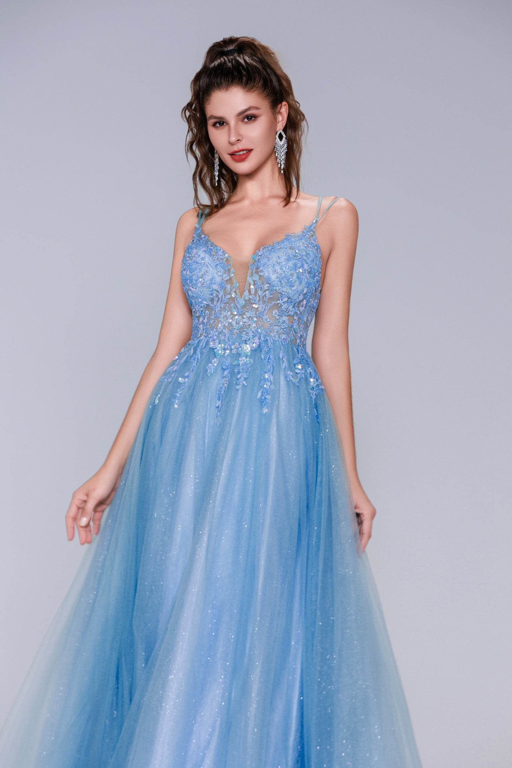A-Line Maxi Tulle Prom Dress CS1070
