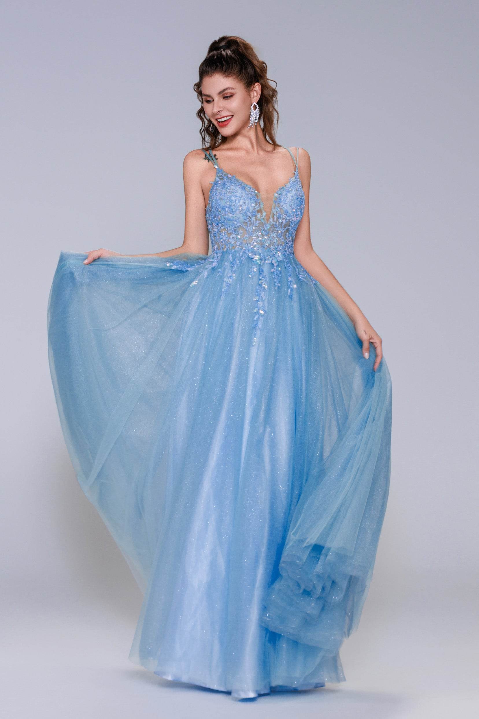 A-Line Maxi Tulle Prom Dress CS1070