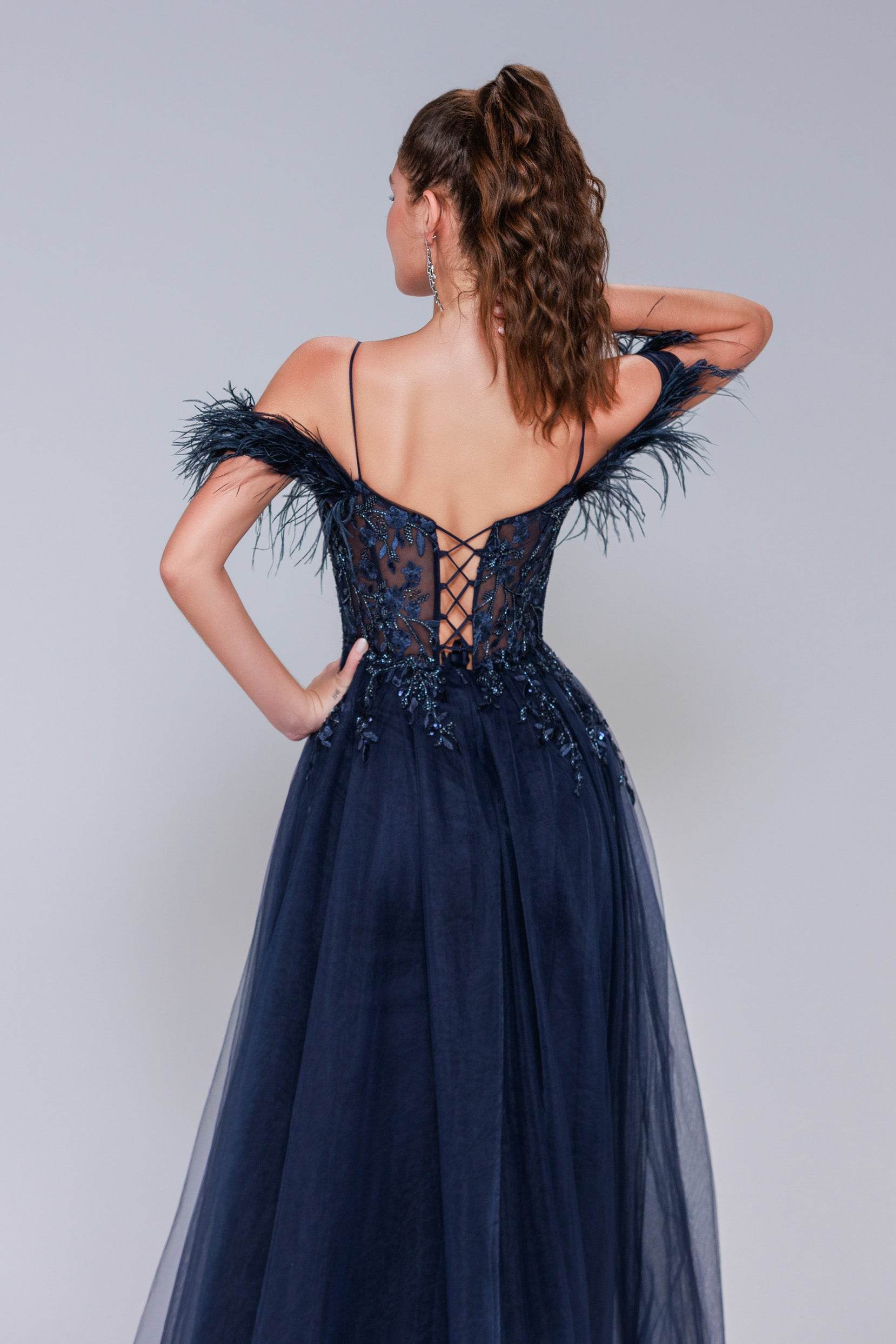 Sheath-Column Maxi Tulle Prom Dress CS1072