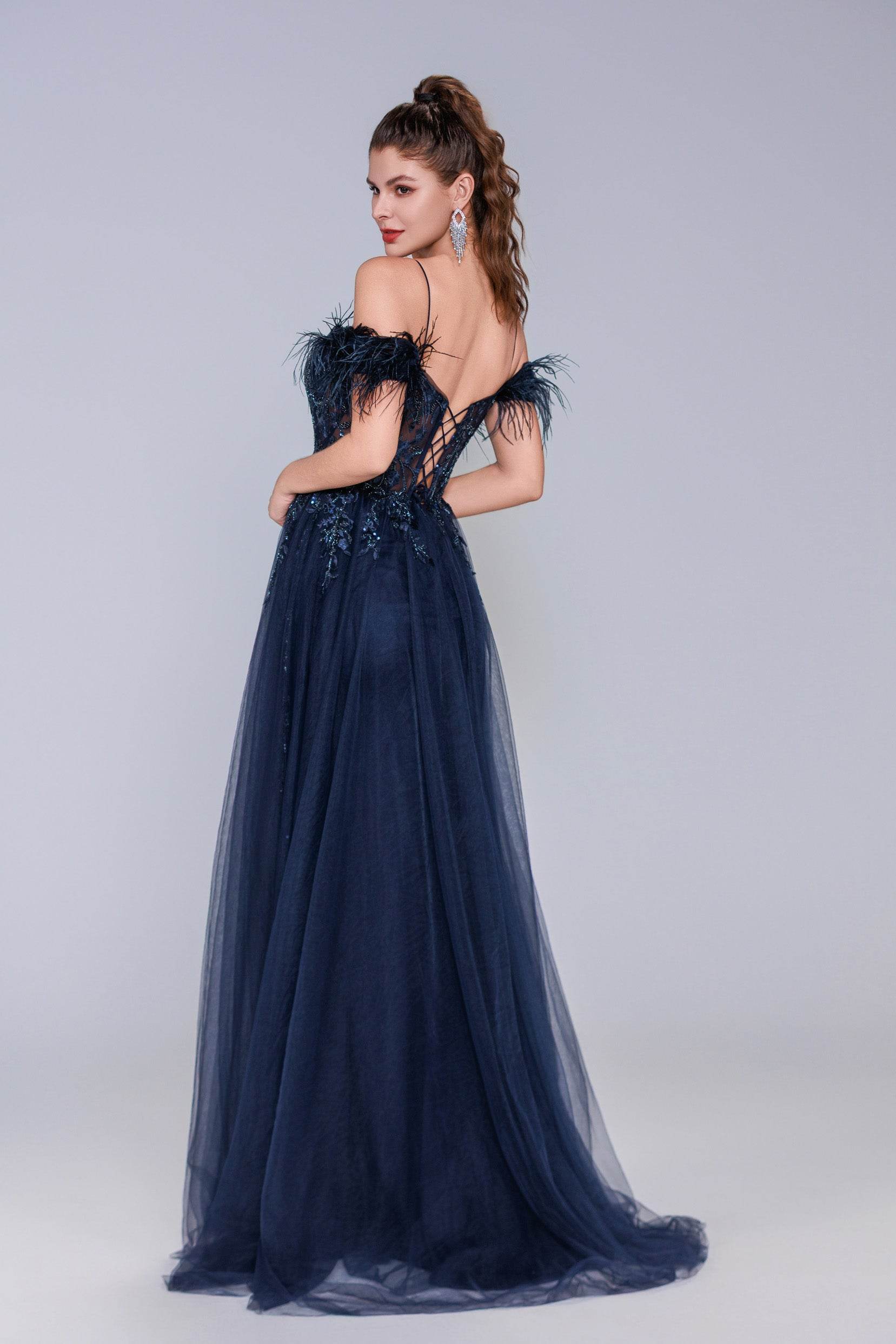 Sheath-Column Maxi Tulle Prom Dress CS1072