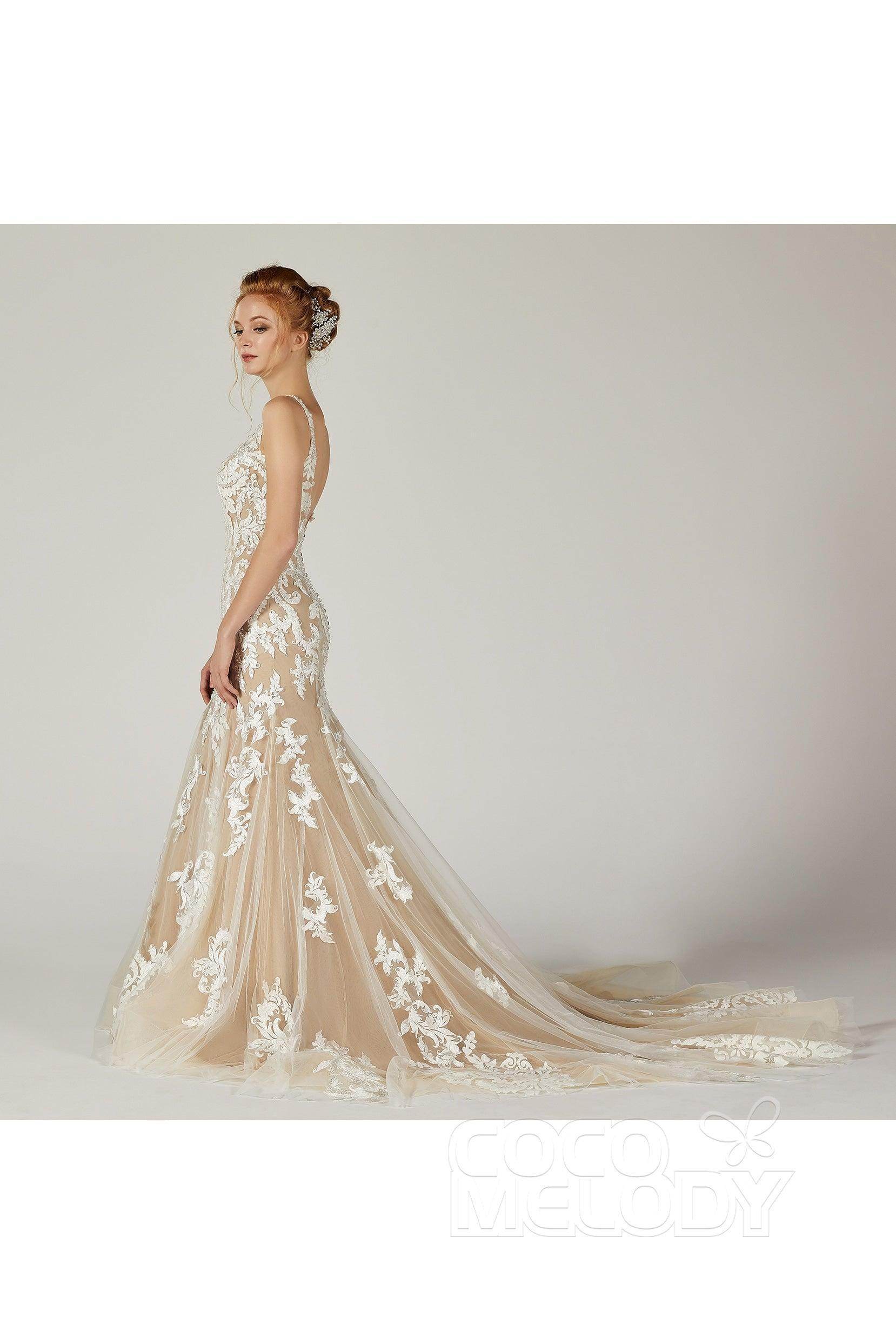 Trumpet-Mermaid Court Train Tulle Wedding Dress CW2123