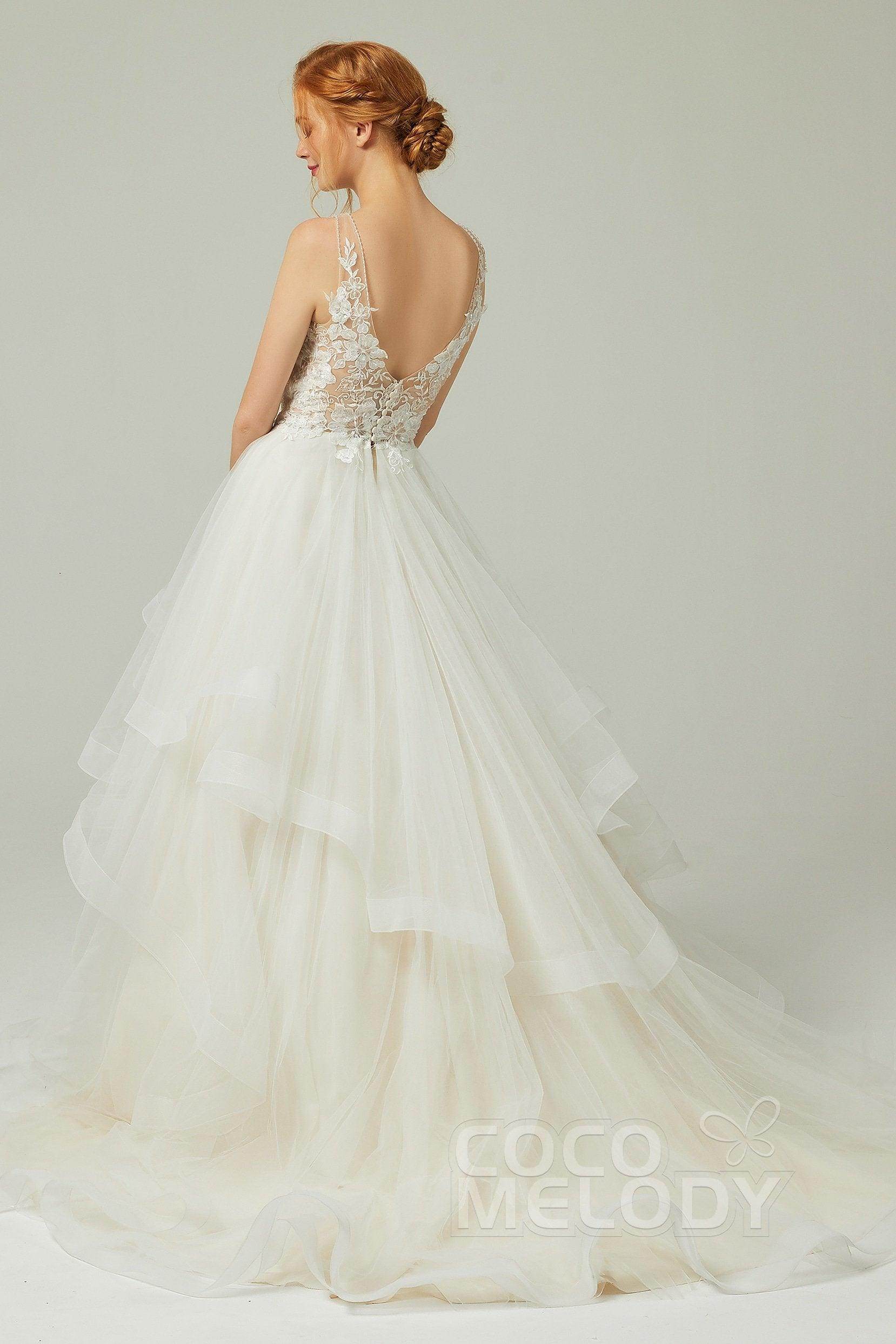 A-Line Court Train Tulle Wedding Dress CW2179