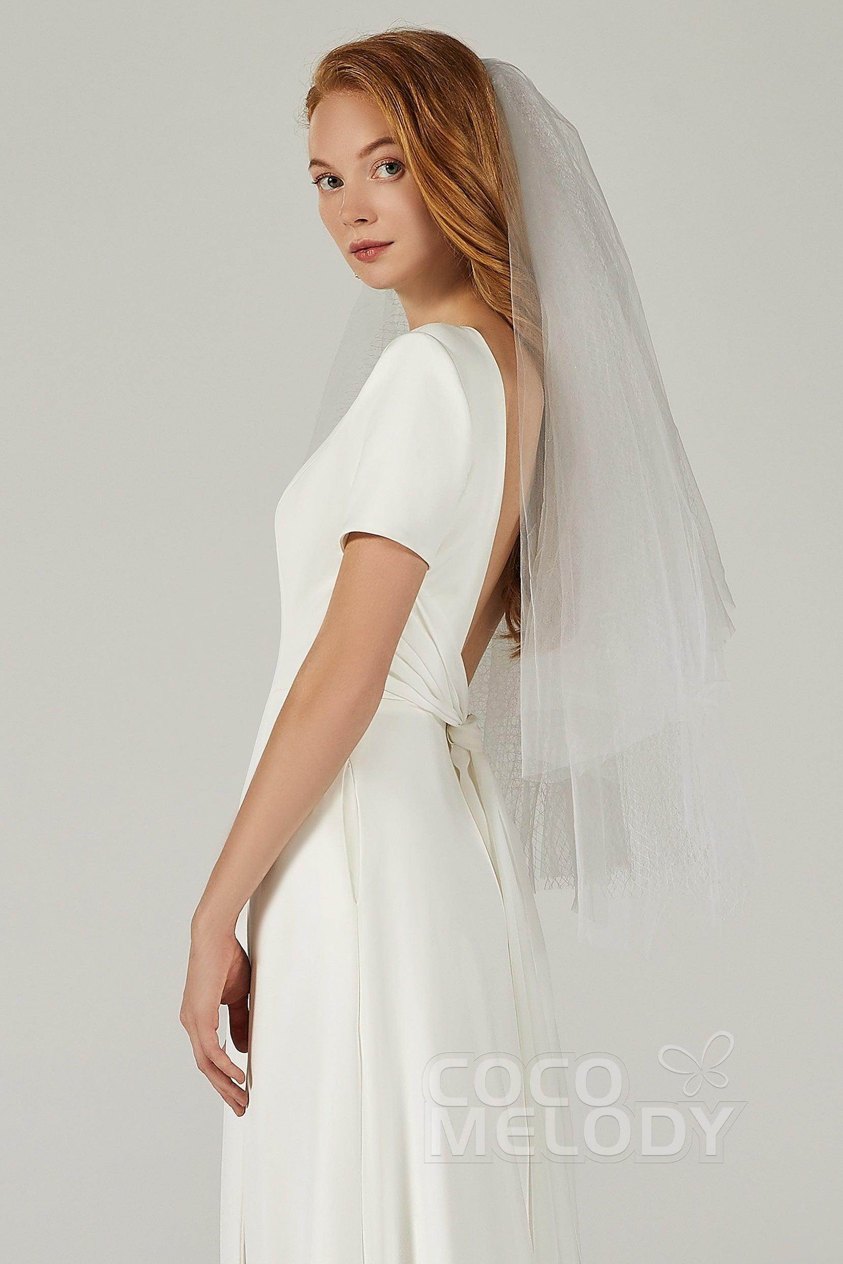 A-Line Sweep-Brush Train Elastic Fabric Wedding Dress CW2214