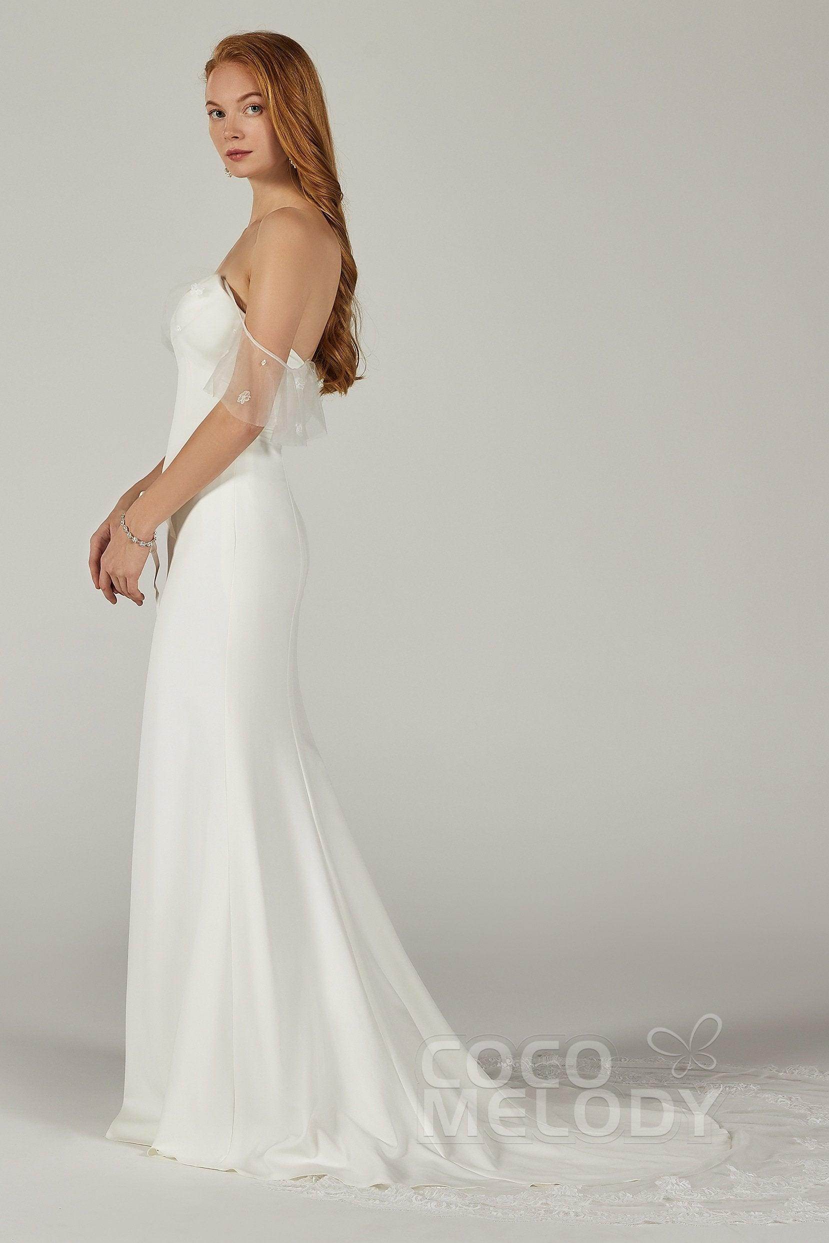 Trumpet Court Train Elastic Fabric Wedding Dress CW2217