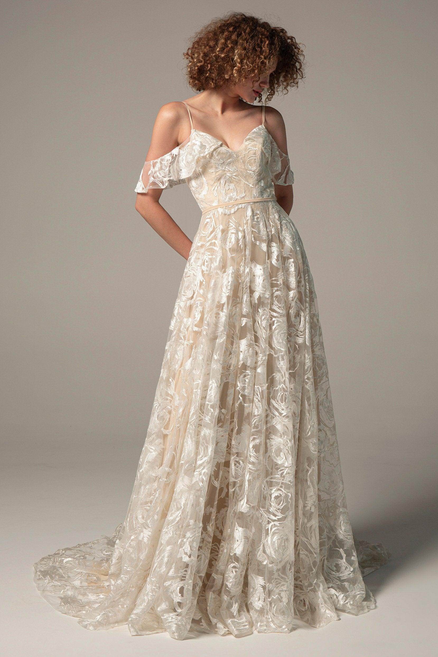 A-Line Court Train Lace Wedding Dress CW2224