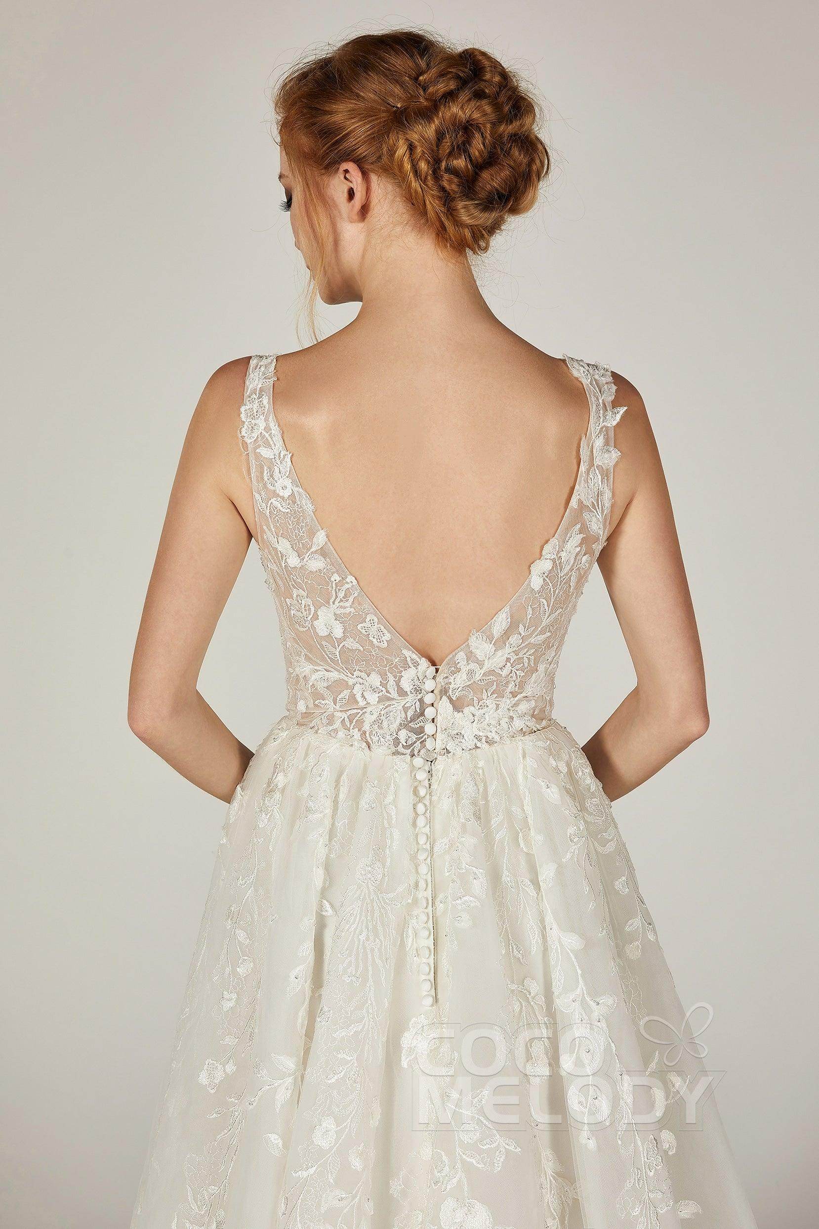 A-Line Court Train Tulle and Organza Wedding Dress CW2294