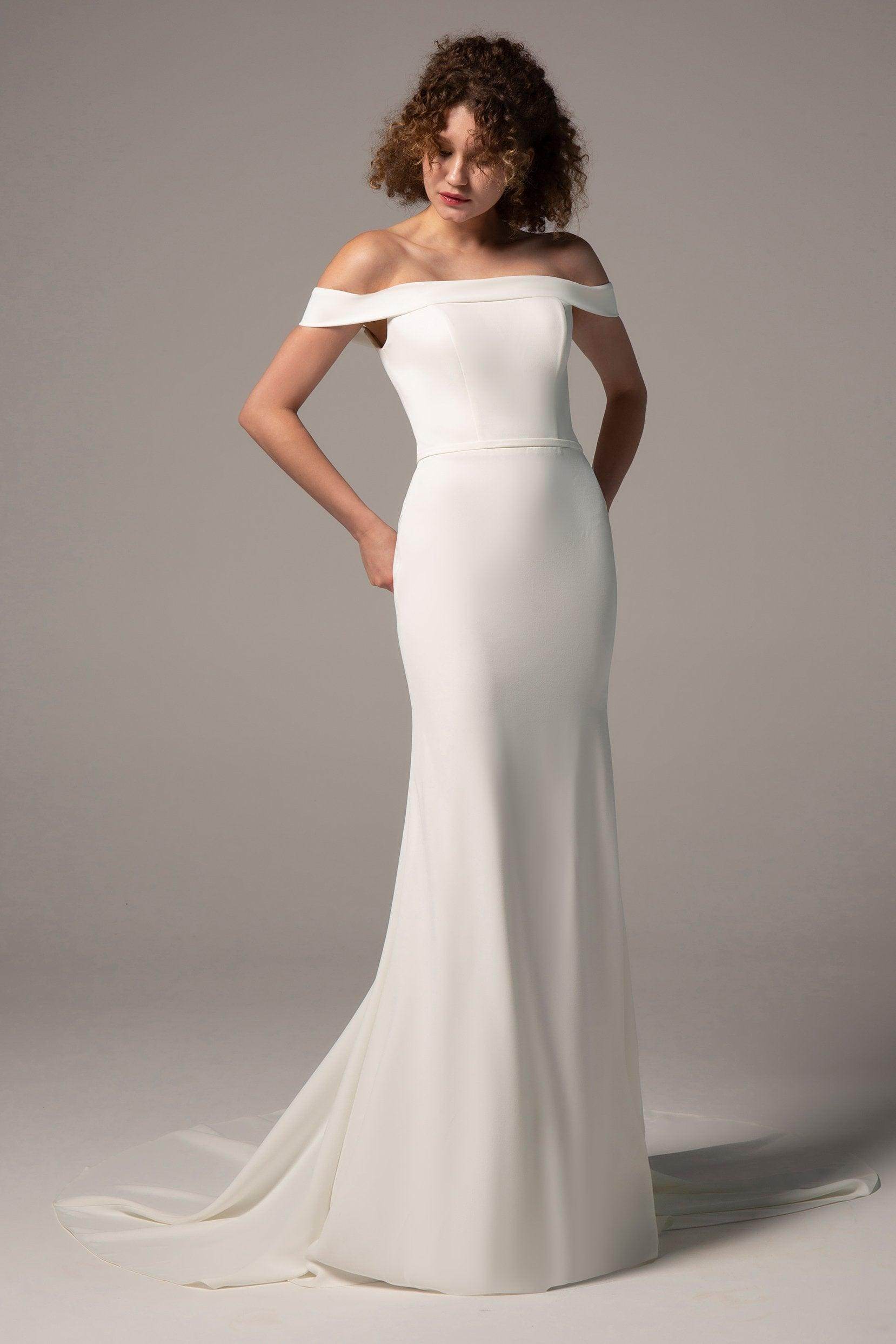 Trumpet-Mermaid Court Train Knitted Fabric Wedding Dress CW2366