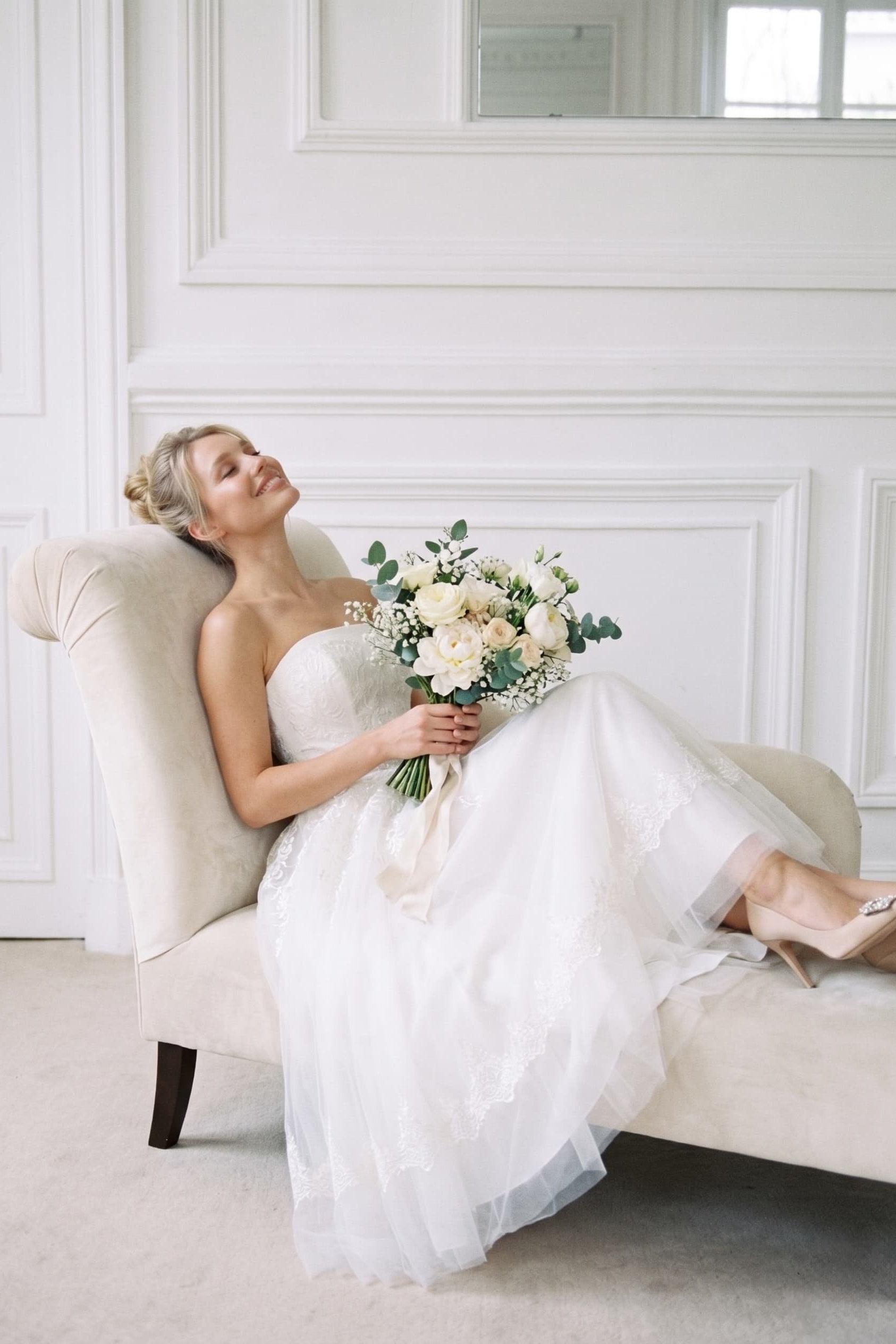 A-Line Ankle Length Tulle Wedding Dress CW2392