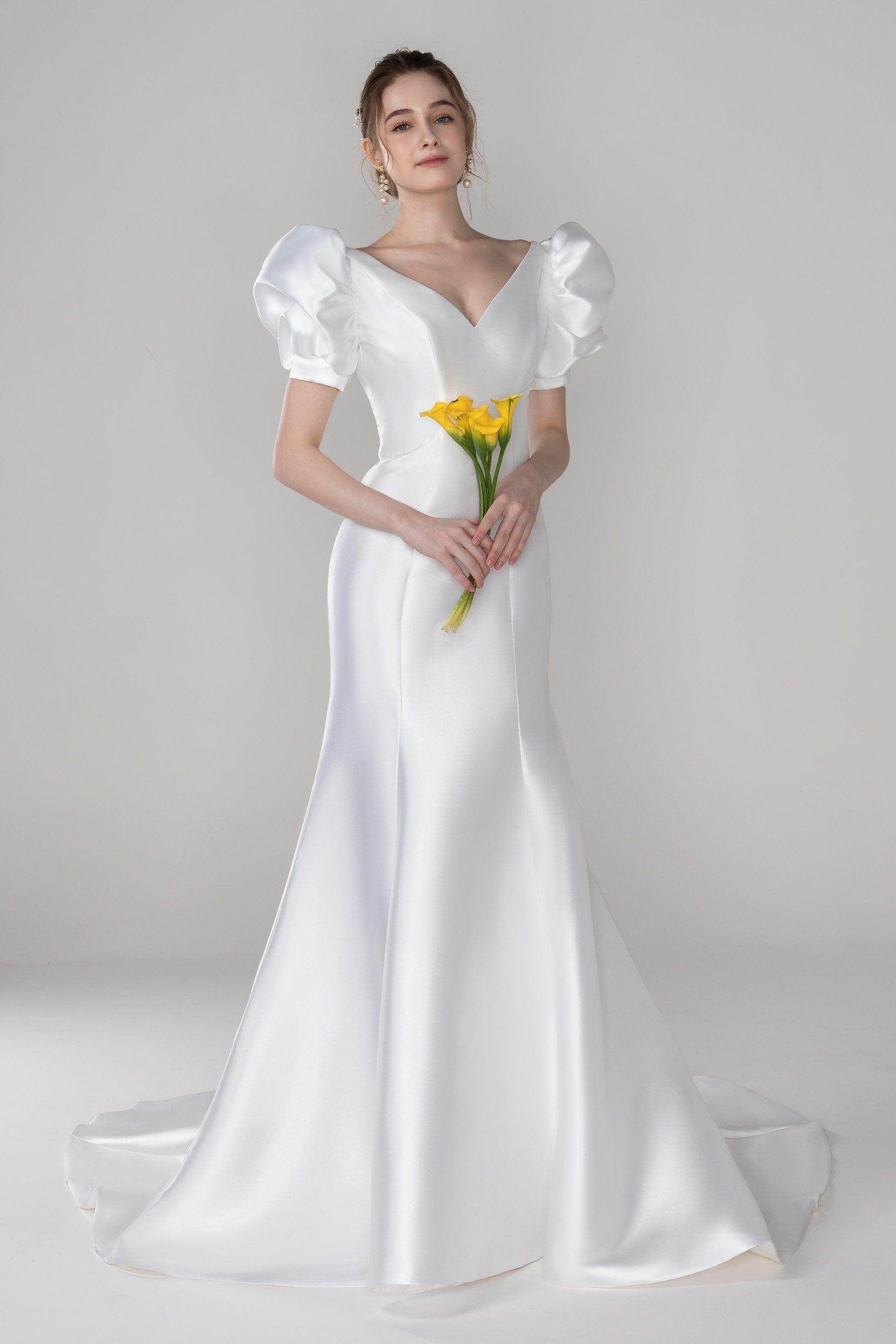 Trumpet-Mermaid Court Train Mikado Wedding Dress CW2523