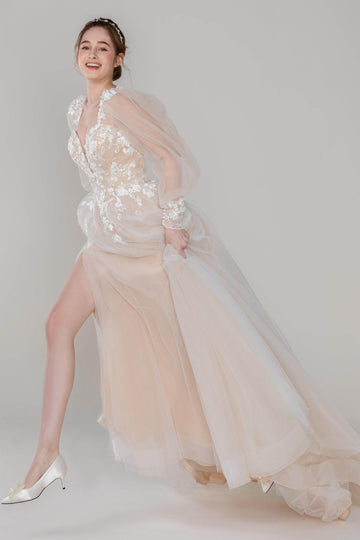 A-Line Court Train Tulle Wedding Dress CW2533