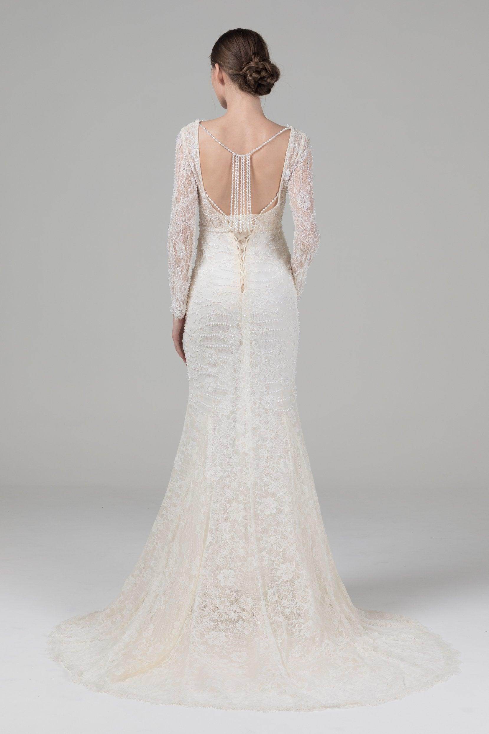 Mermaid Court Train Lace Wedding Dress CW2579