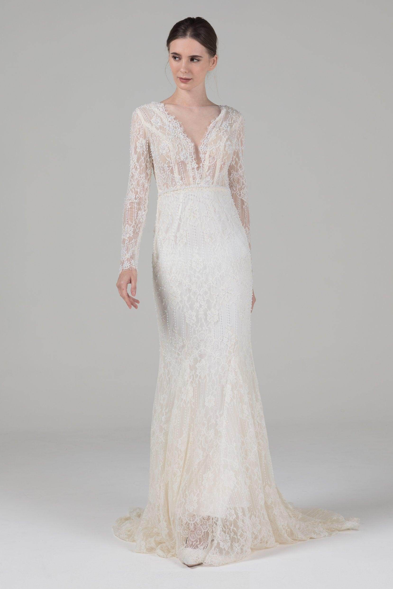 Mermaid Court Train Lace Wedding Dress CW2579