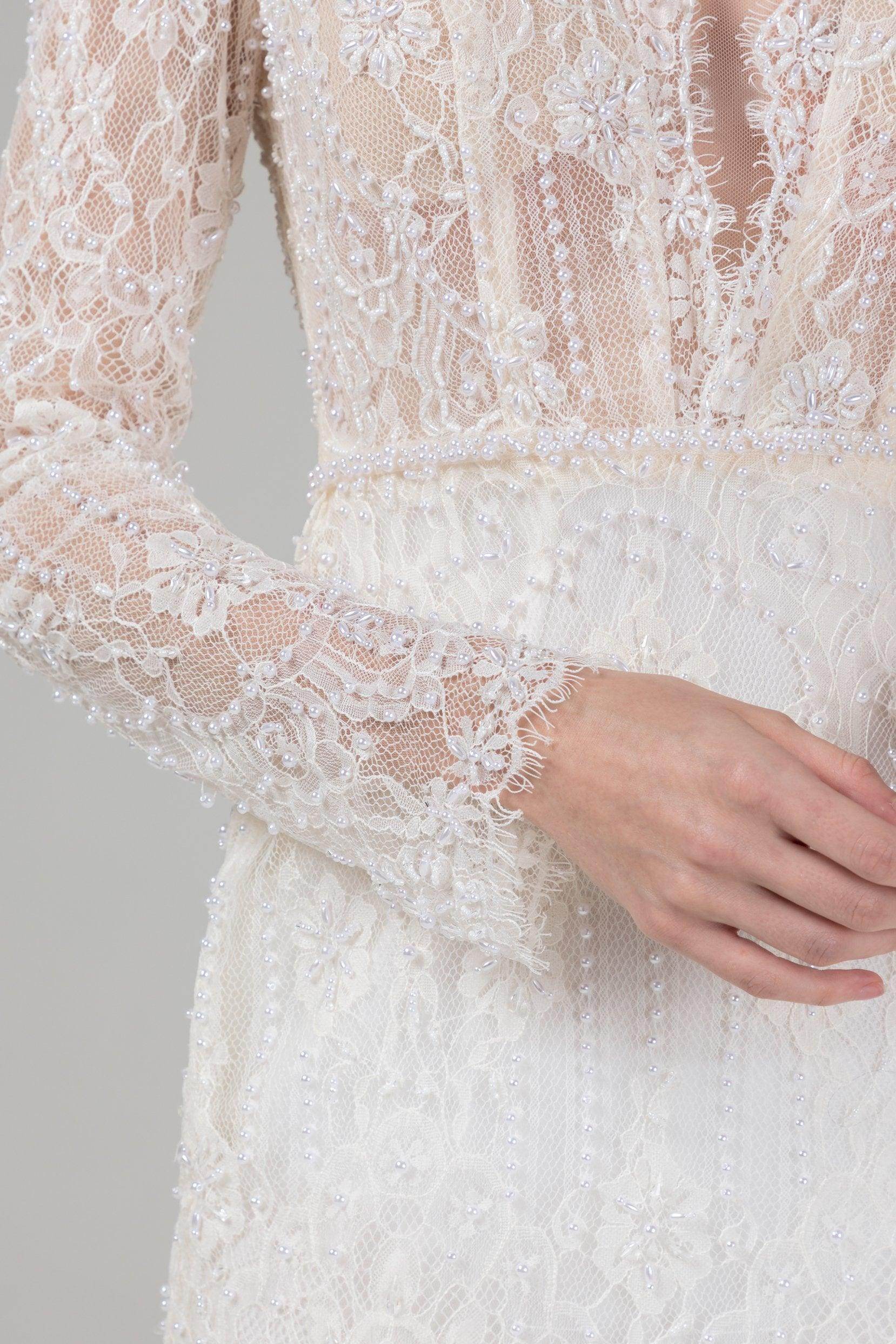 Mermaid Court Train Lace Wedding Dress CW2579