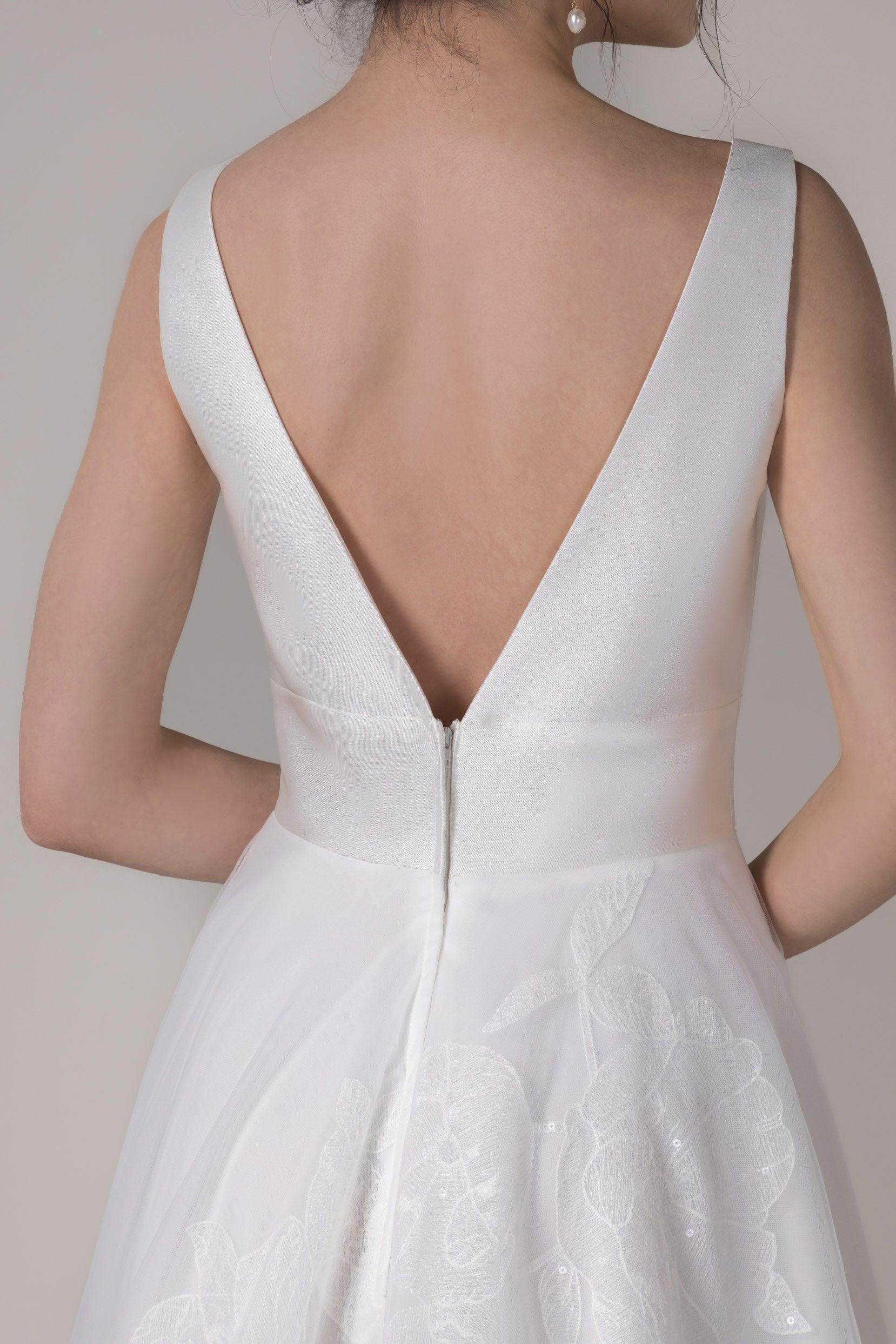 A-Line Court Train Mikado Wedding Dress CW2789
