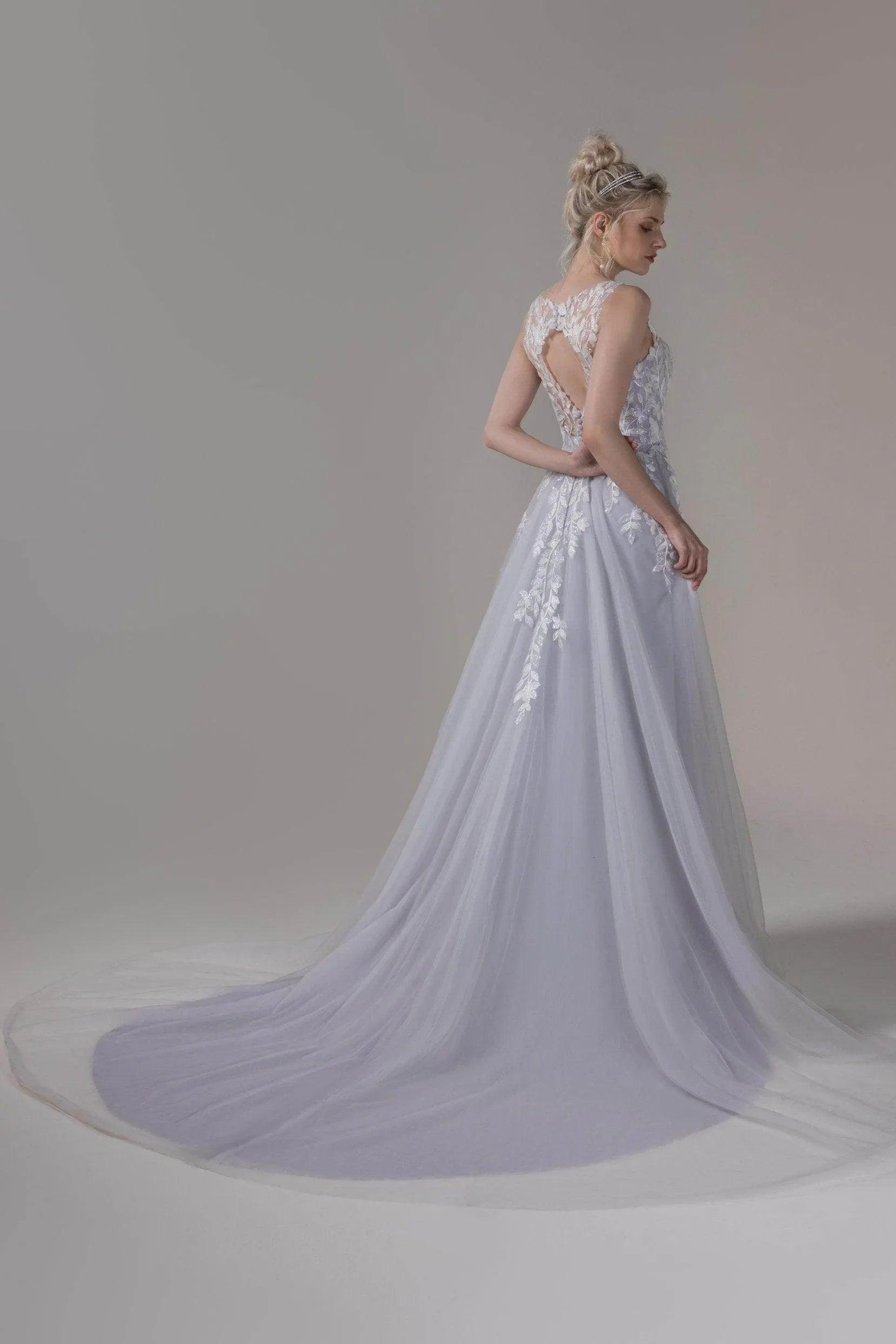 A-Line Chapel Train Lace Tulle Wedding Dress CW2810