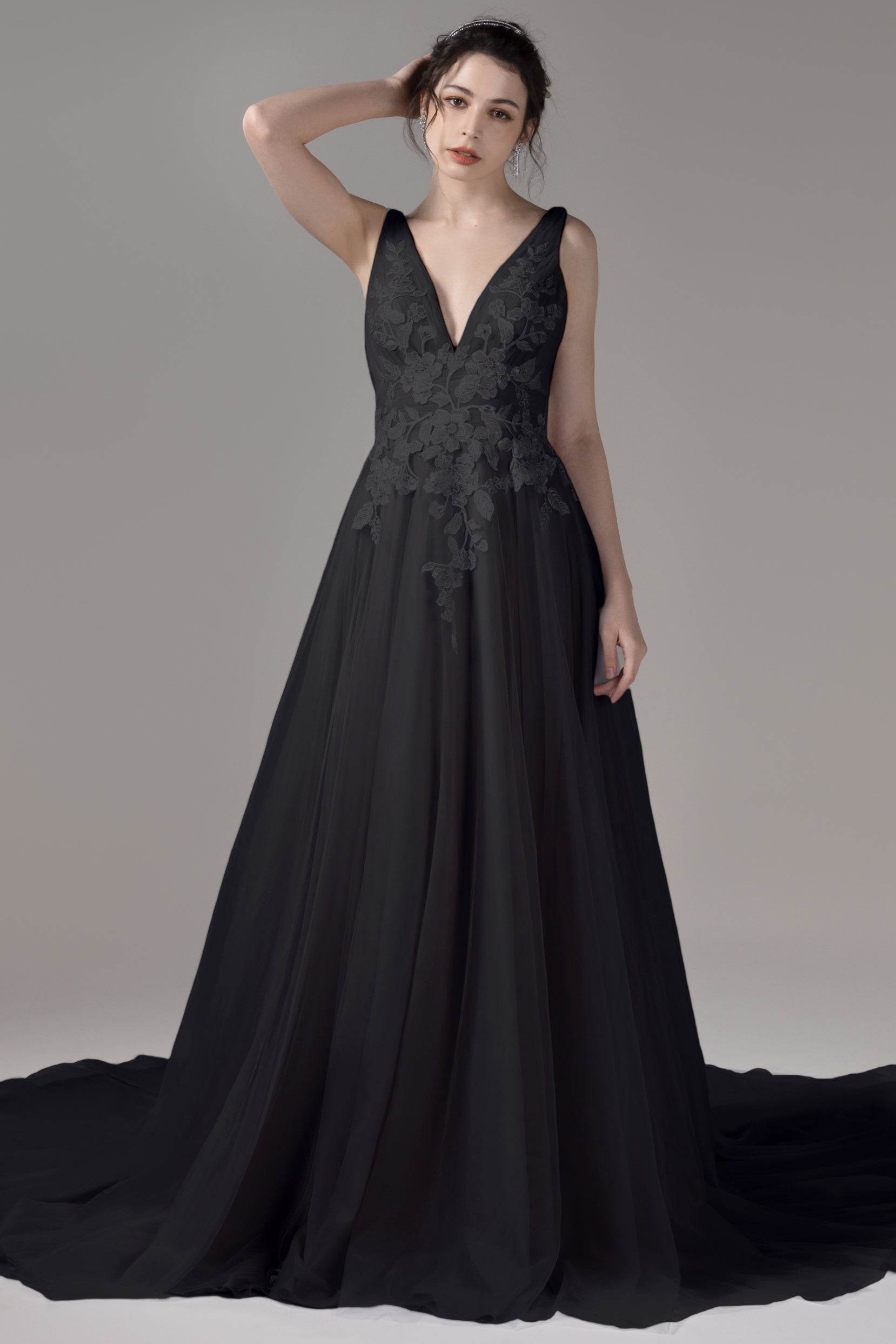 A-Line Court Train Lace Tulle Wedding Dress CW2813