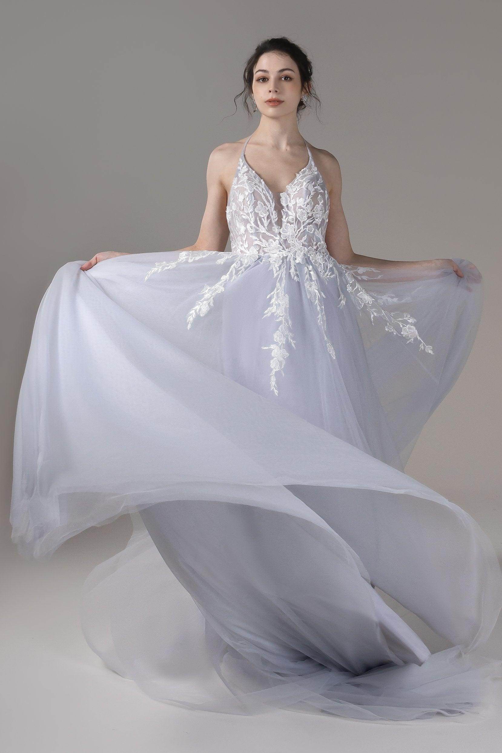 A-Line Court Train Lace Tulle Wedding Dress CW2814