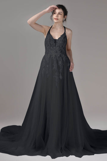 A-Line Court Train Lace Tulle Wedding Dress CW2814