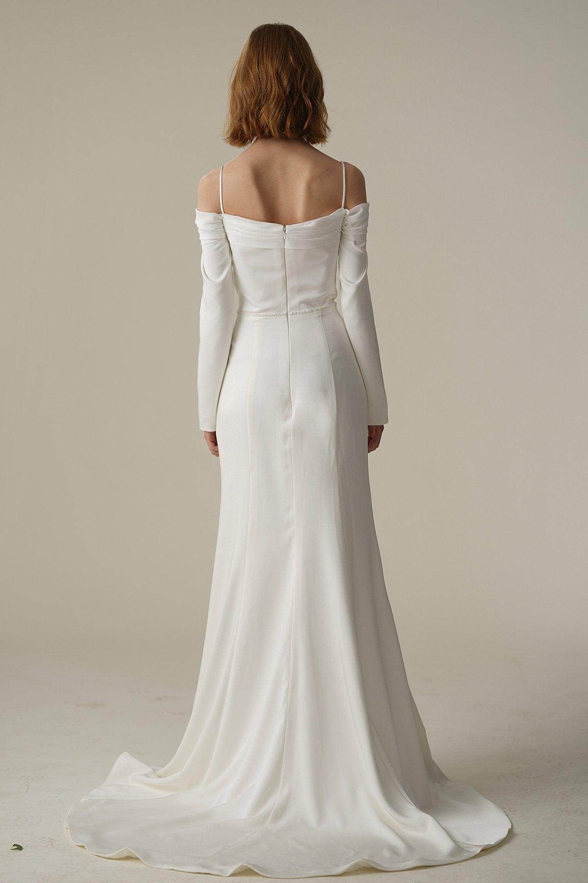 Trumpet-Mermaid Court Train Satin Wedding Dress CW3088
