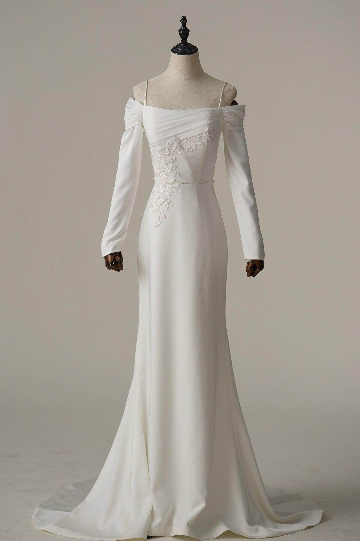 Trumpet-Mermaid Court Train Satin Wedding Dress CW3088