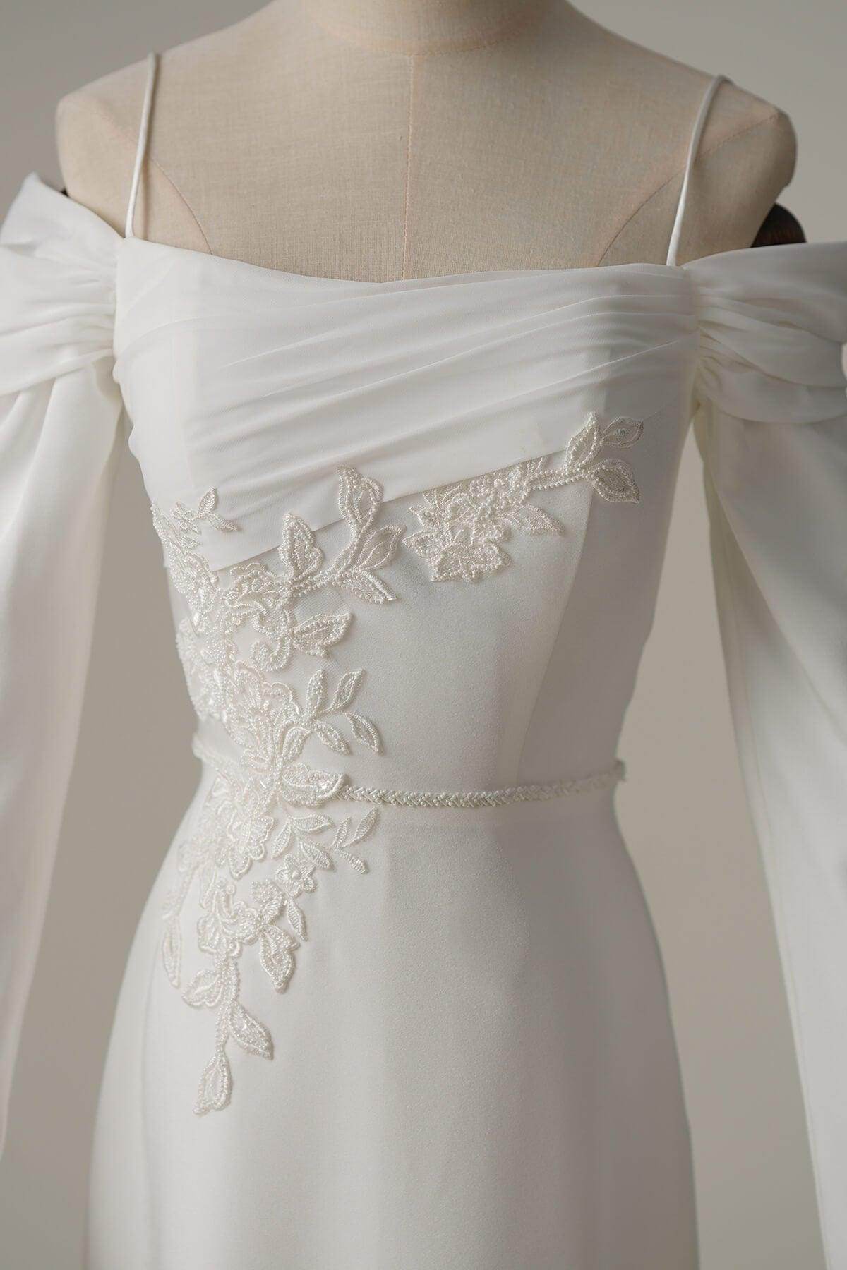 Trumpet-Mermaid Court Train Satin Wedding Dress CW3088