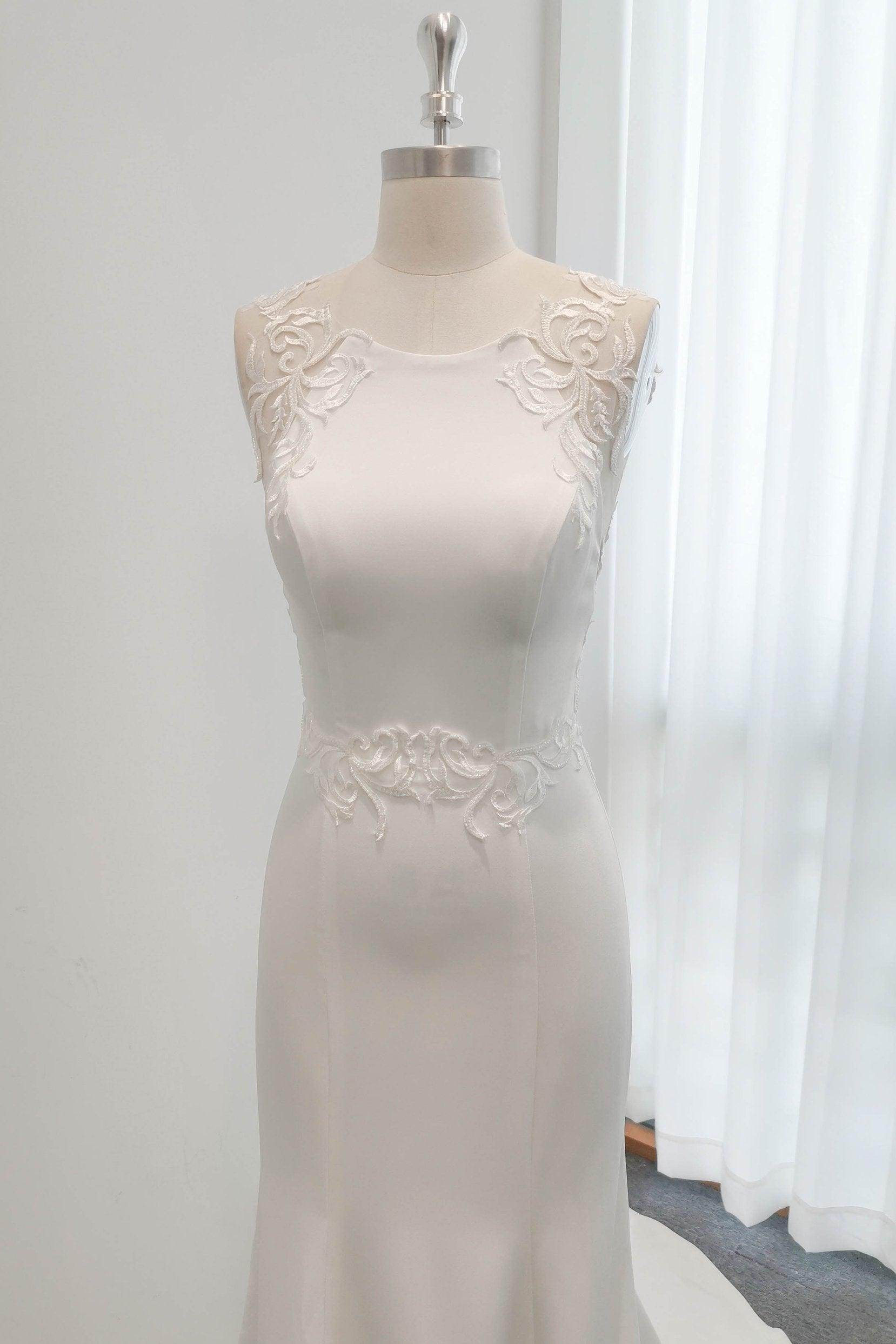 Mermaid Sweep-Brush Stretch Satin Wedding Dress CW3123