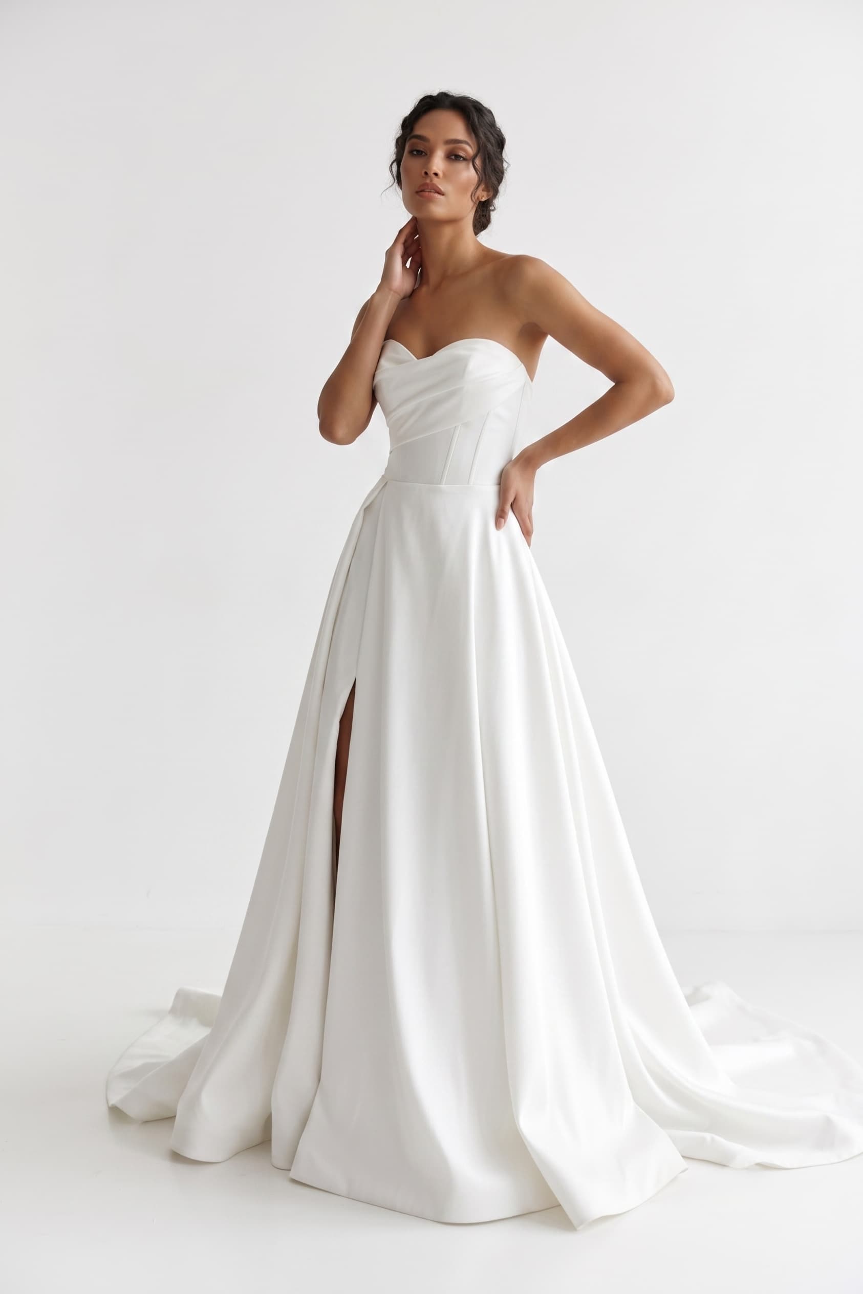 A-Line Court Train Mikado Wedding Dress CW3124