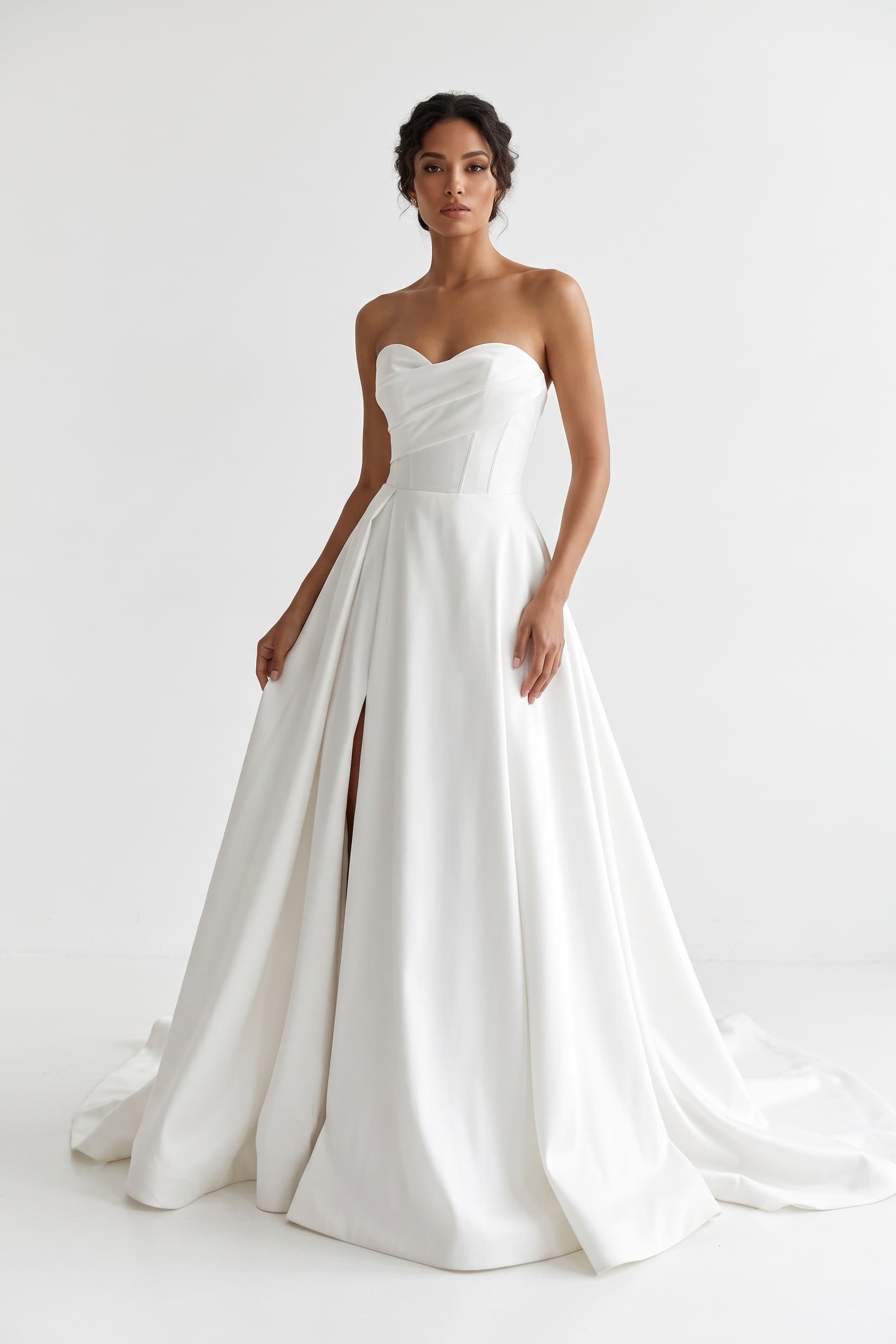 A-Line Court Train Mikado Wedding Dress CW3124