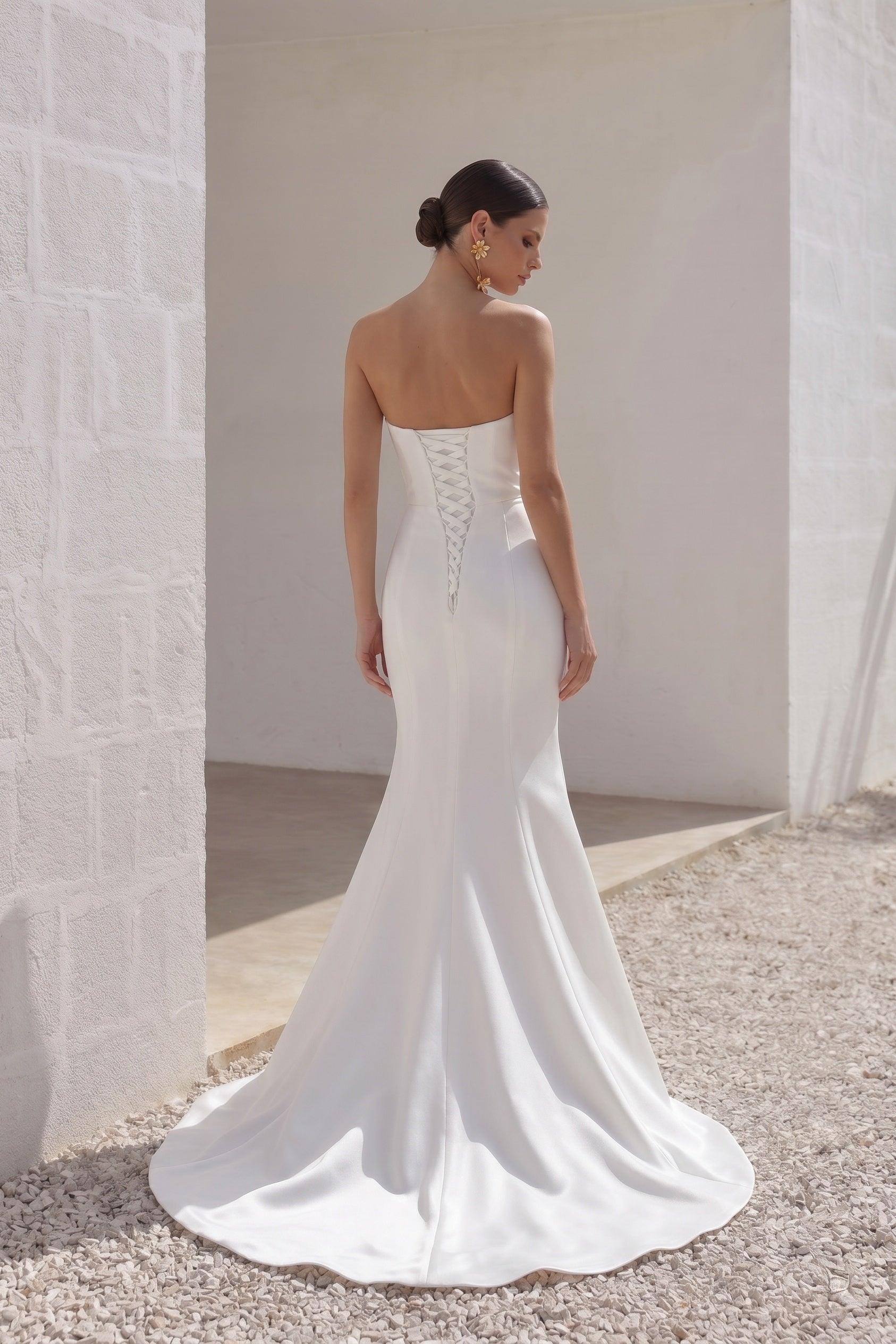 A-Line Court Train Mikado Wedding Dress CW3164
