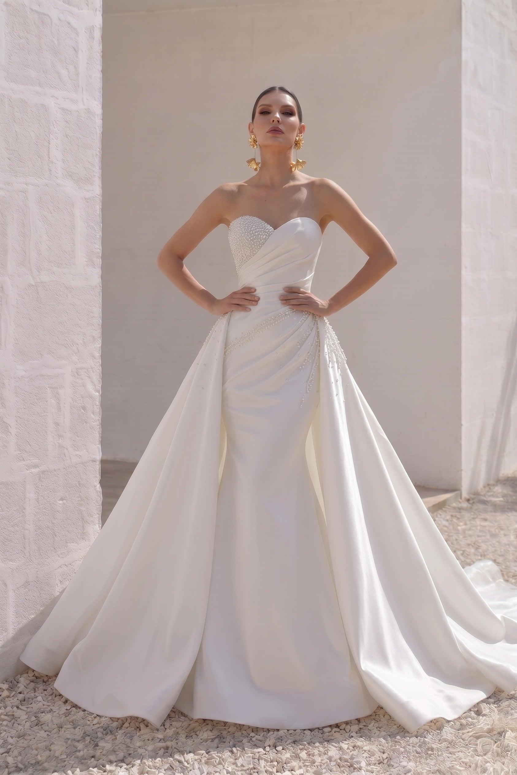 A-Line Court Train Mikado Wedding Dress CW3164