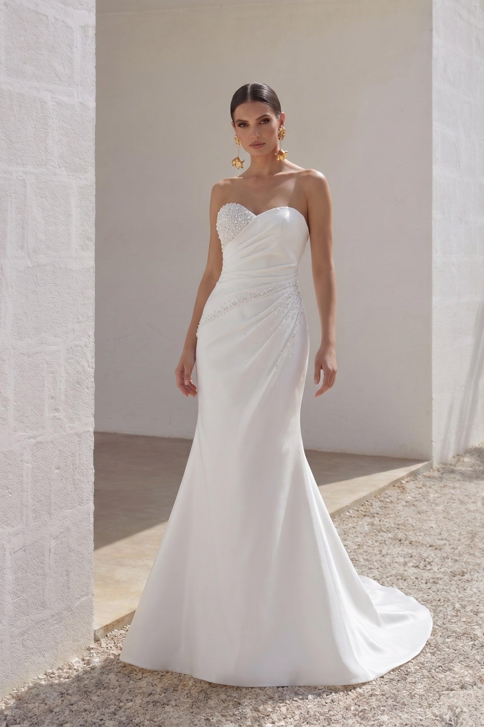 A-Line Court Train Mikado Wedding Dress CW3164