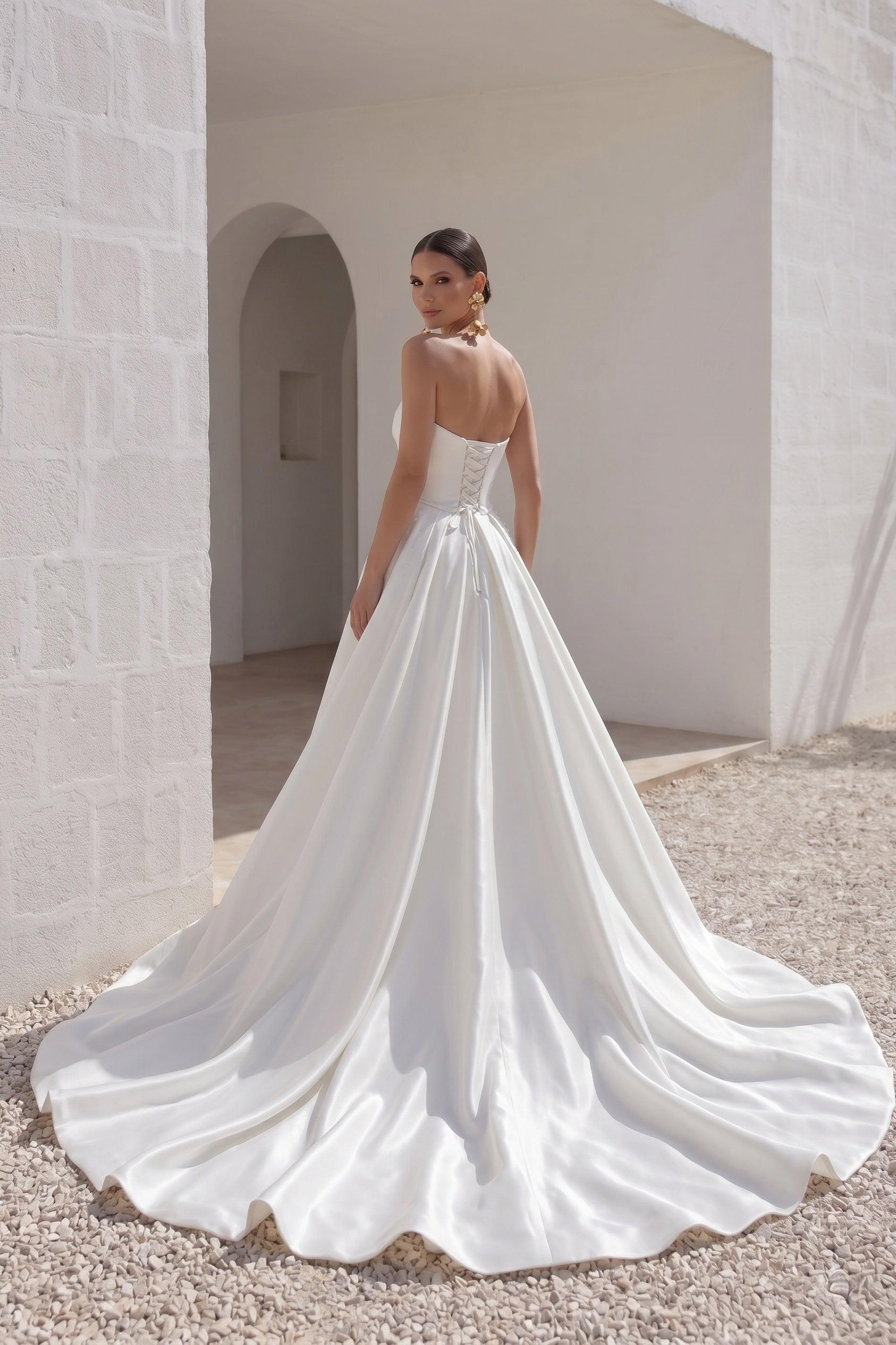 A-Line Court Train Mikado Wedding Dress CW3164