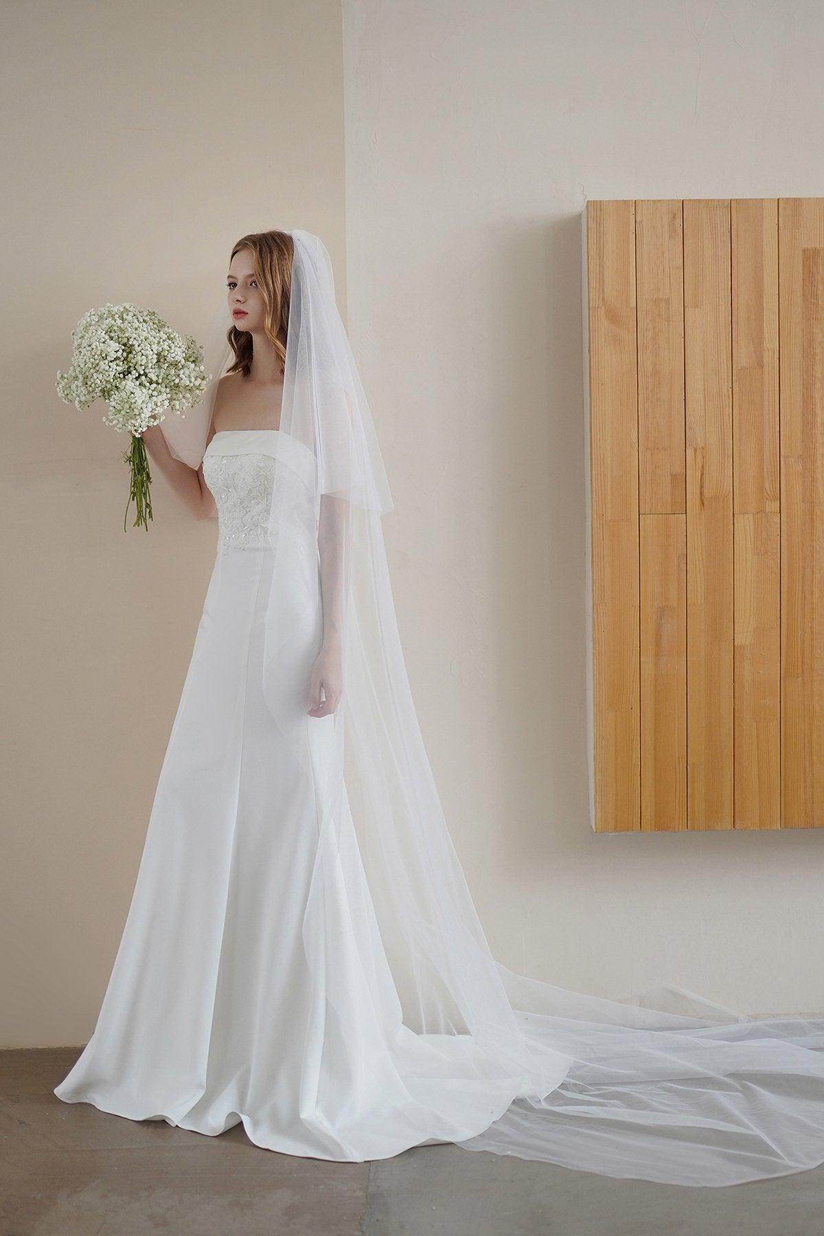 Trumpet Sweep-Brush Train Stretch Satin Lace Wedding Dress CW3217