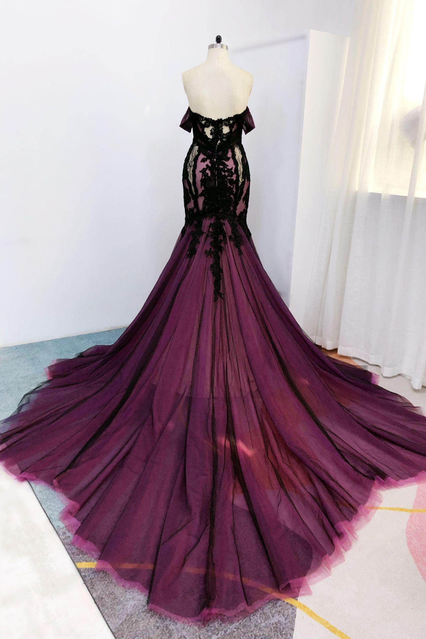 Trumpet-Mermaid Cathedral Train Lace Tulle Wedding Dress CW3223