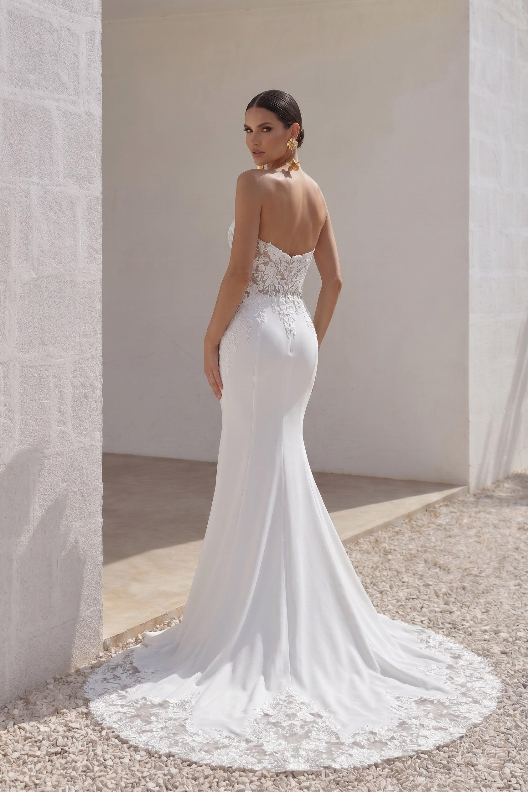 Trumpet-Mermaid Chapel Train Lace Luxuriant Satin Wedding Dress CW3248