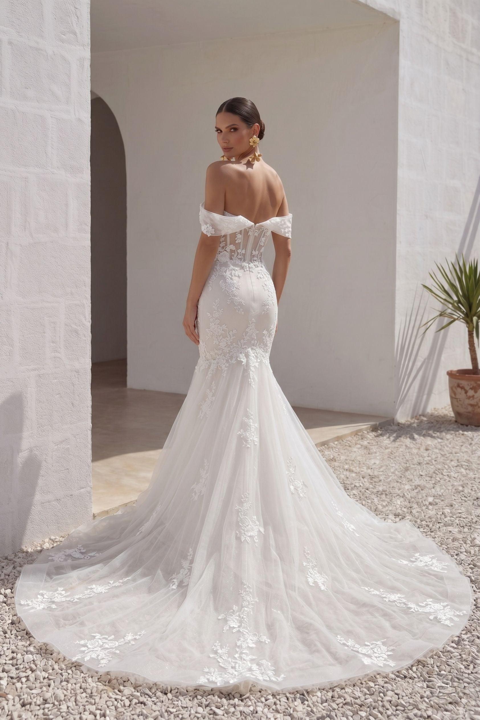 Trumpet-Mermaid Chapel Train Lace Wedding Dress CW3255