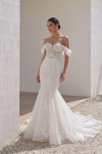 Trumpet-Mermaid Chapel Train Lace Wedding Dress CW3255