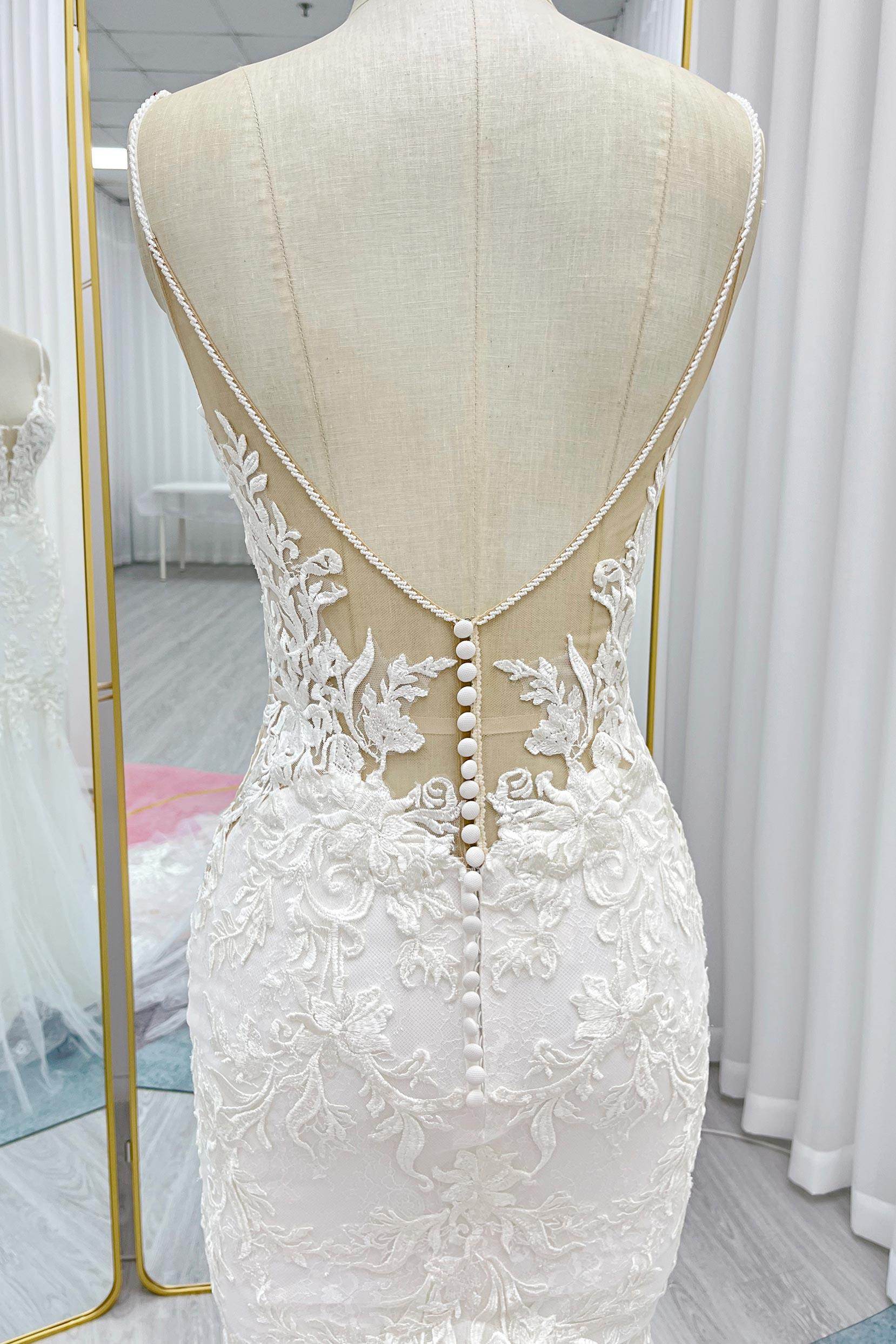 Trumpet-Mermaid Court Train Lace Tulle Wedding Dress CW3269