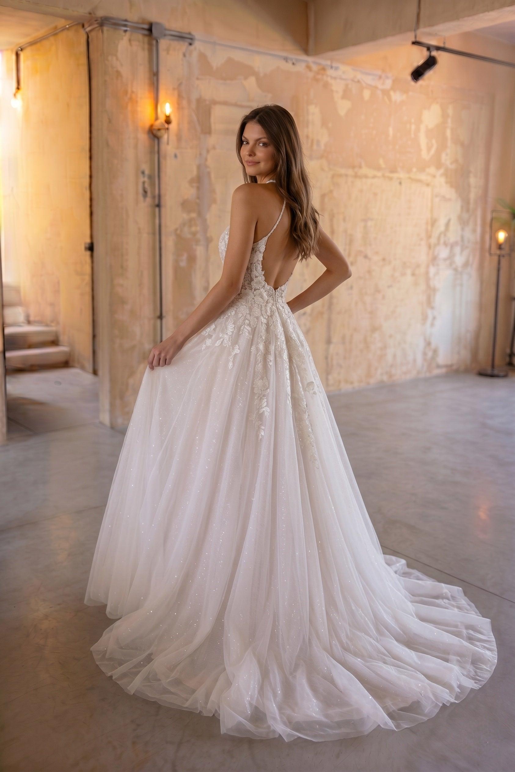 A-Line Court Train Lace Tulle Wedding Dress CW3281