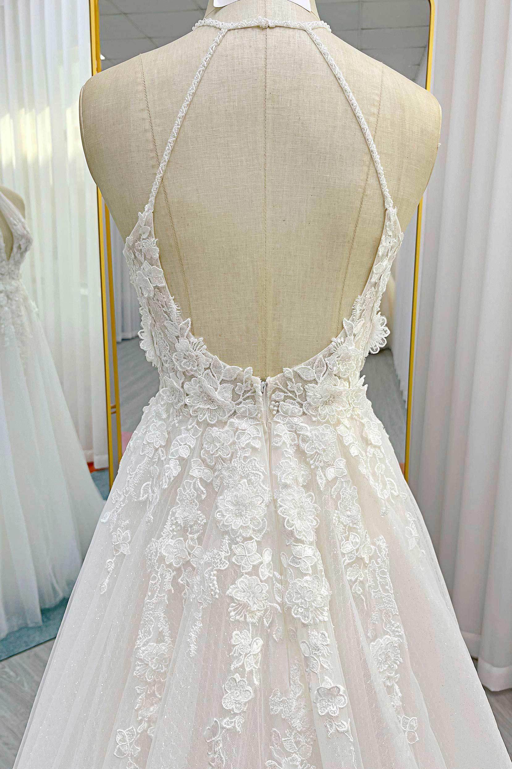 A-Line Court Train Lace Tulle Wedding Dress CW3281