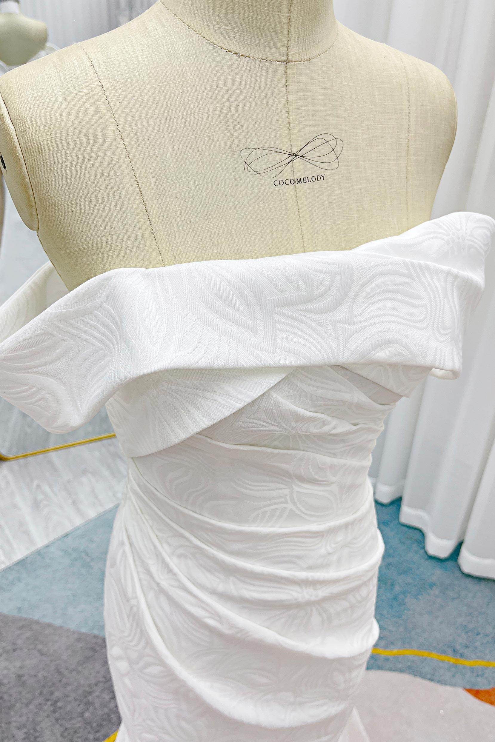 Mermaid Sweep-Brush Train Jacquard Satin Wedding Dress CW3294