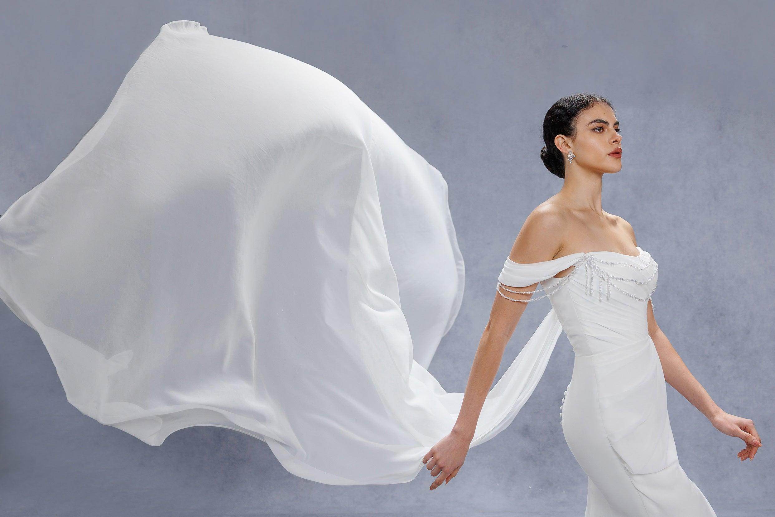 Sheath-Column Chapel Train Chiffon Wedding Dress CW3330