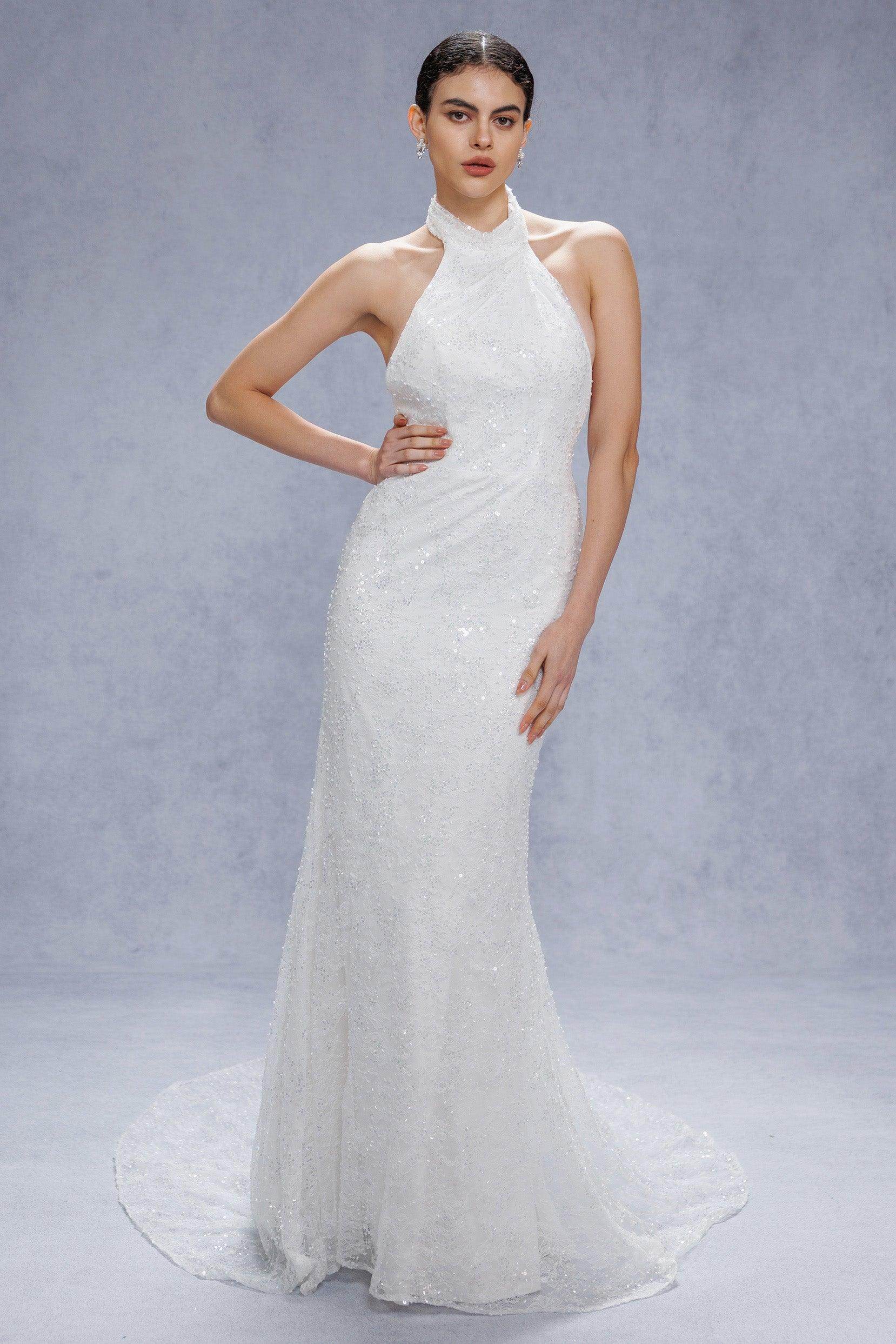 Trumpet-Mermaid Court Train Satin Wedding Dress CW3331